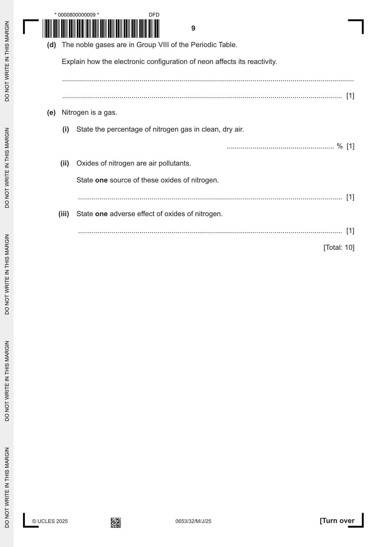 Cambridge IGCSE Science - Combined 0653 2025 May/June Paper 3 · Variant 2 question paper, page 9 of 20