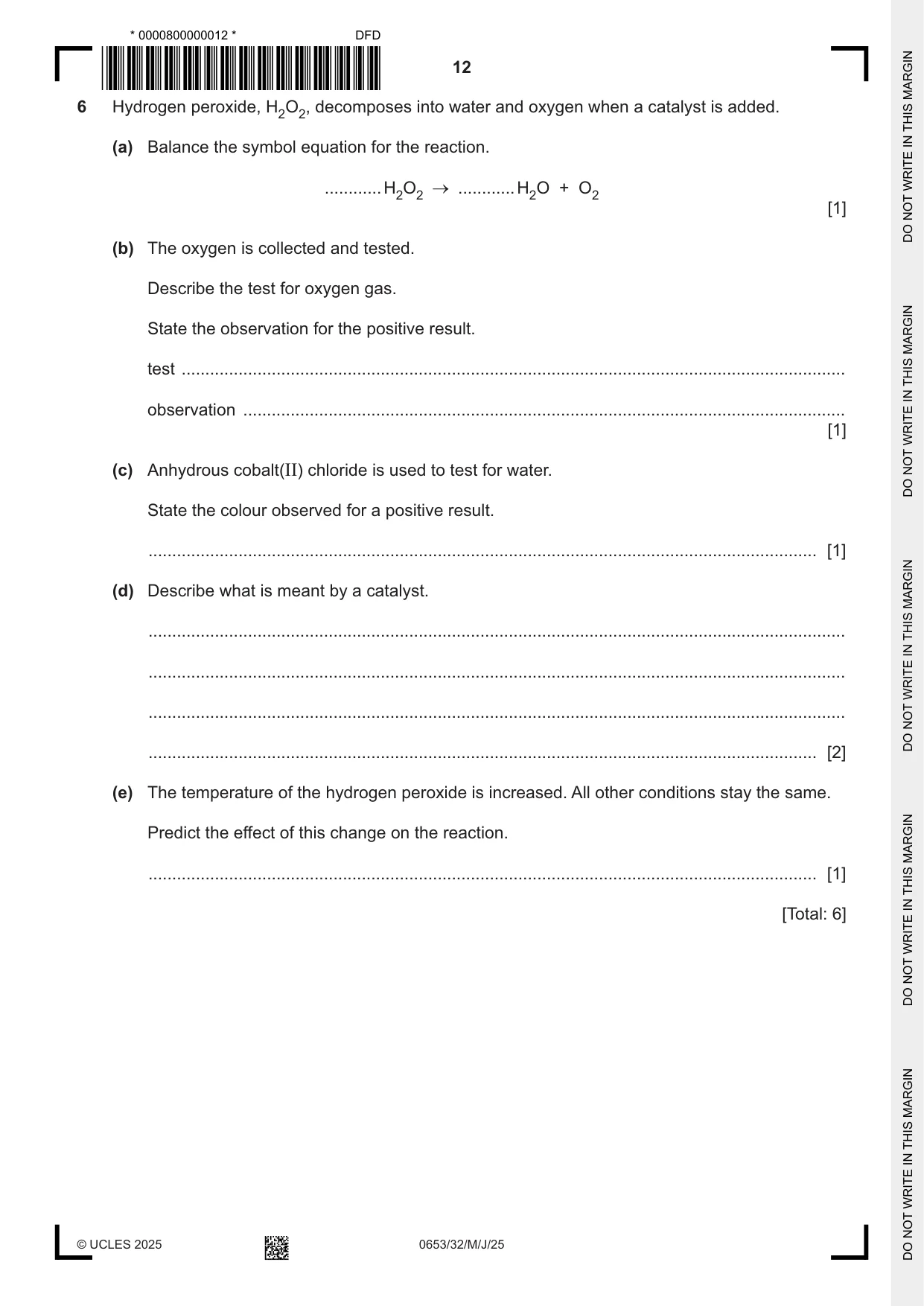 Cambridge IGCSE Science - Combined 0653 2025 May/June Paper 3 · Variant 2 question paper, page 12 of 20