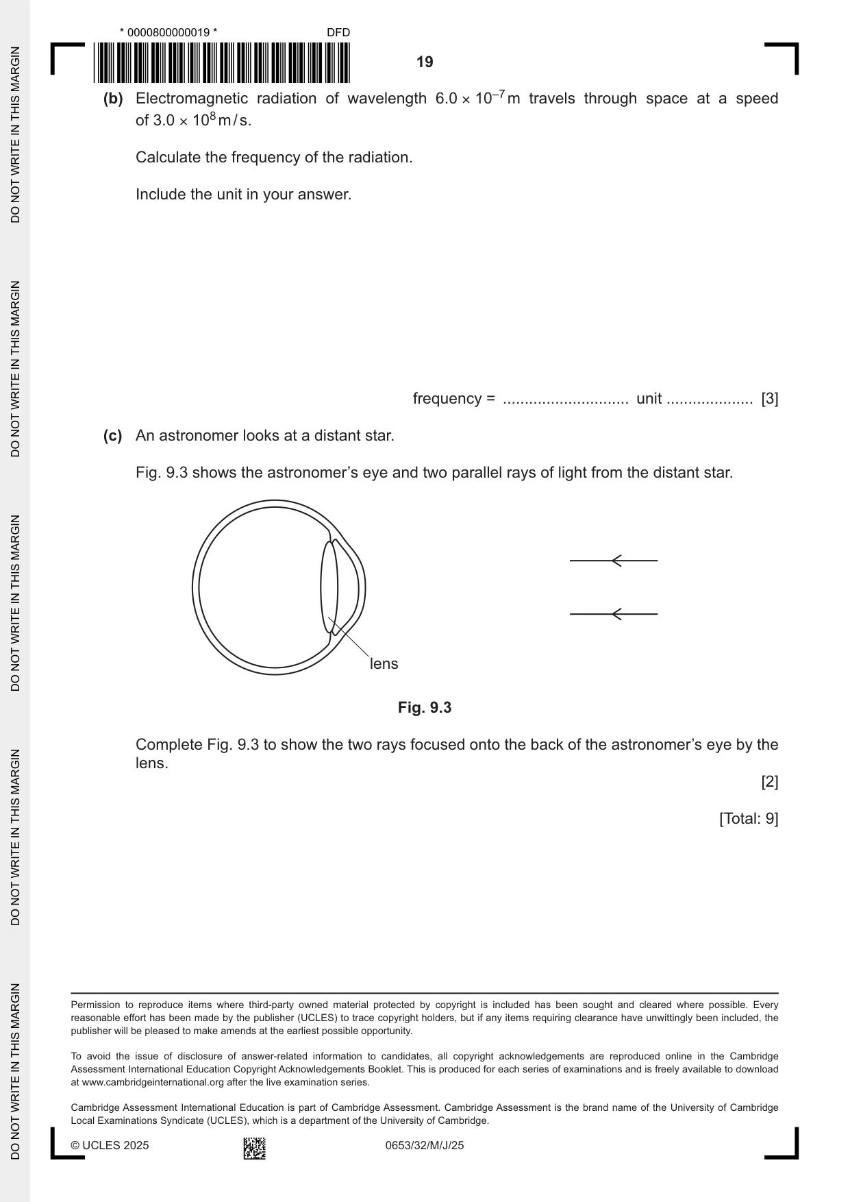 Cambridge IGCSE Science - Combined 0653 2025 May/June Paper 3 · Variant 2 question paper, page 19 of 20