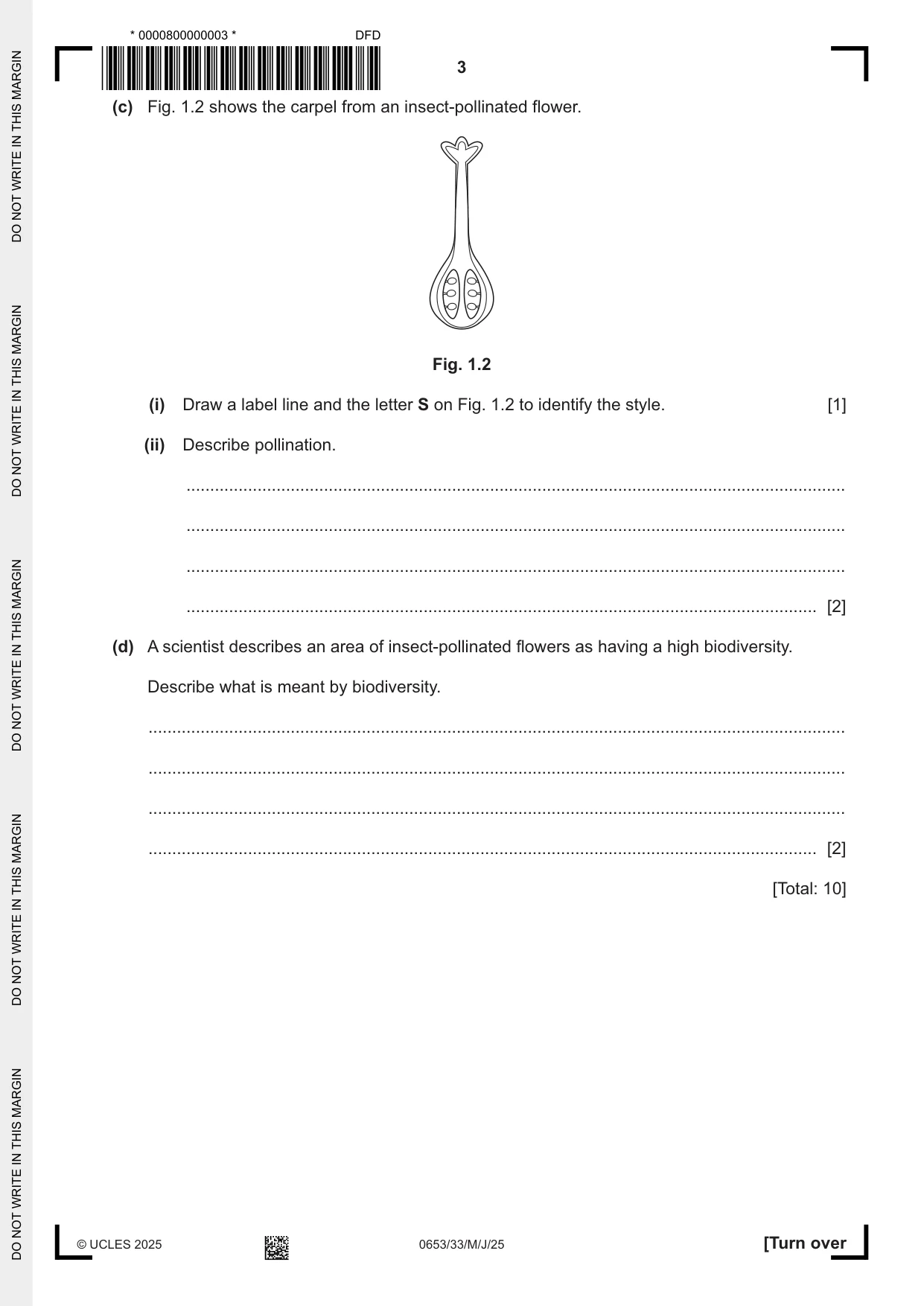 Cambridge IGCSE Science - Combined 0653 2025 May/June Paper 3 · Variant 3 question paper, page 3 of 20