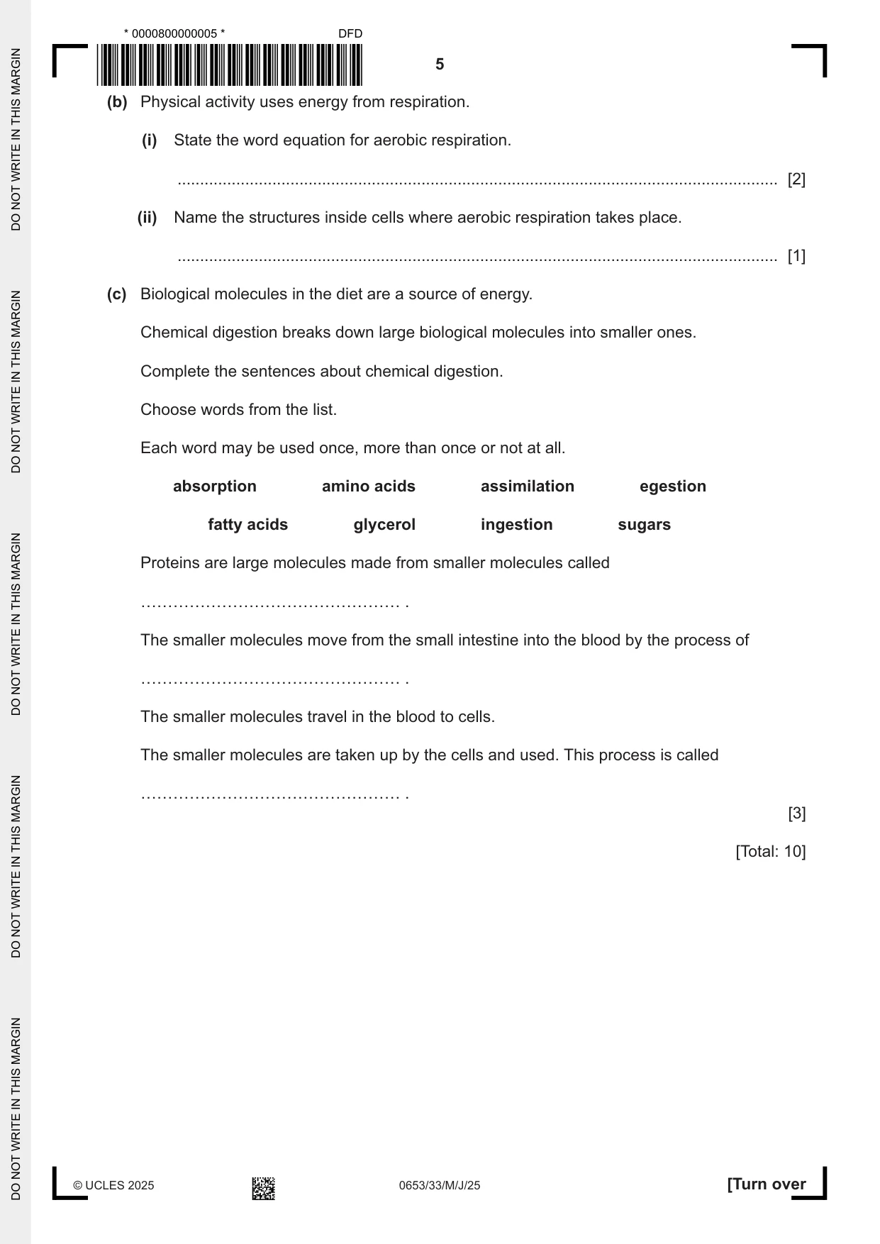 Cambridge IGCSE Science - Combined 0653 2025 May/June Paper 3 · Variant 3 question paper, page 5 of 20