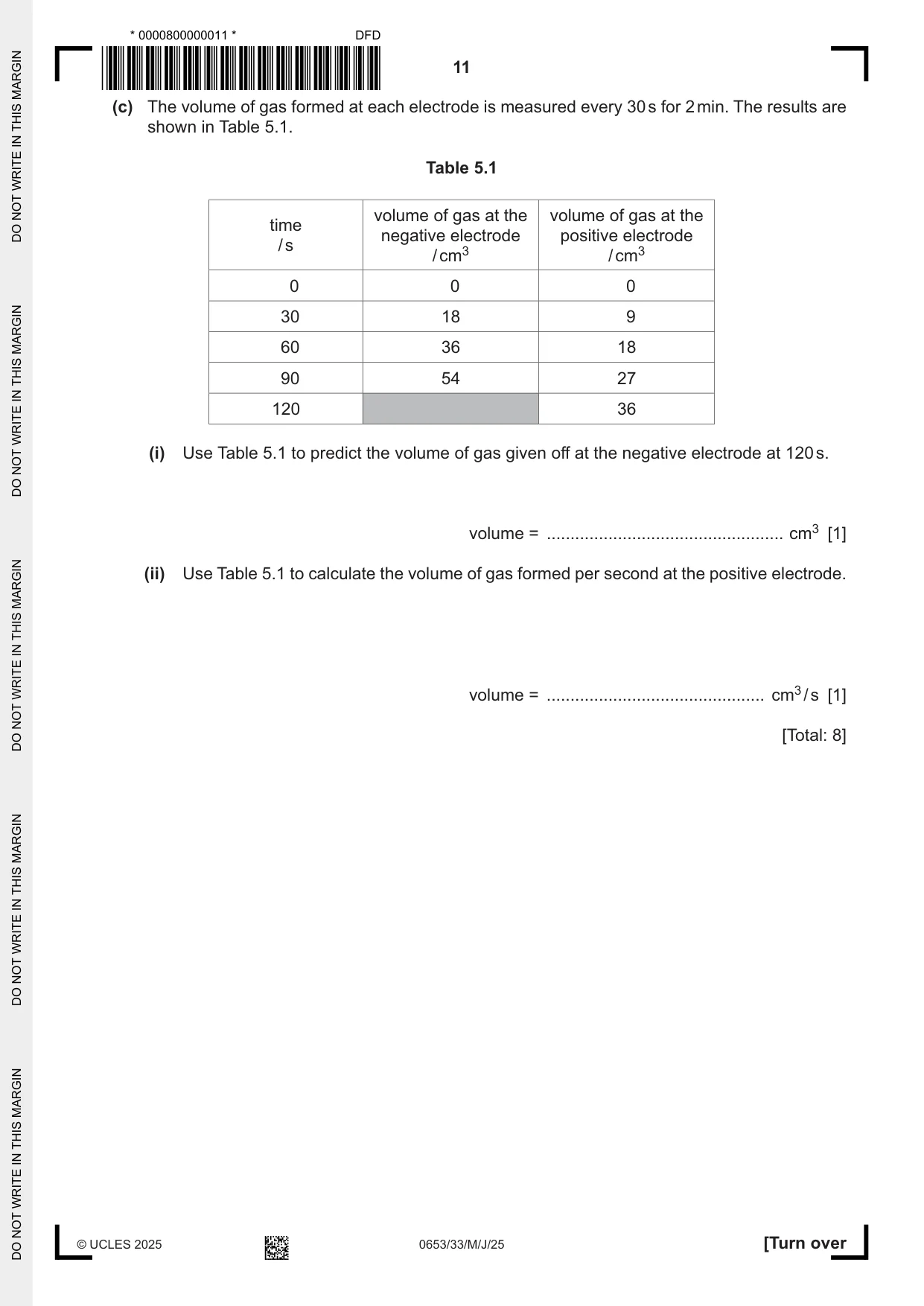 Cambridge IGCSE Science - Combined 0653 2025 May/June Paper 3 · Variant 3 question paper, page 11 of 20