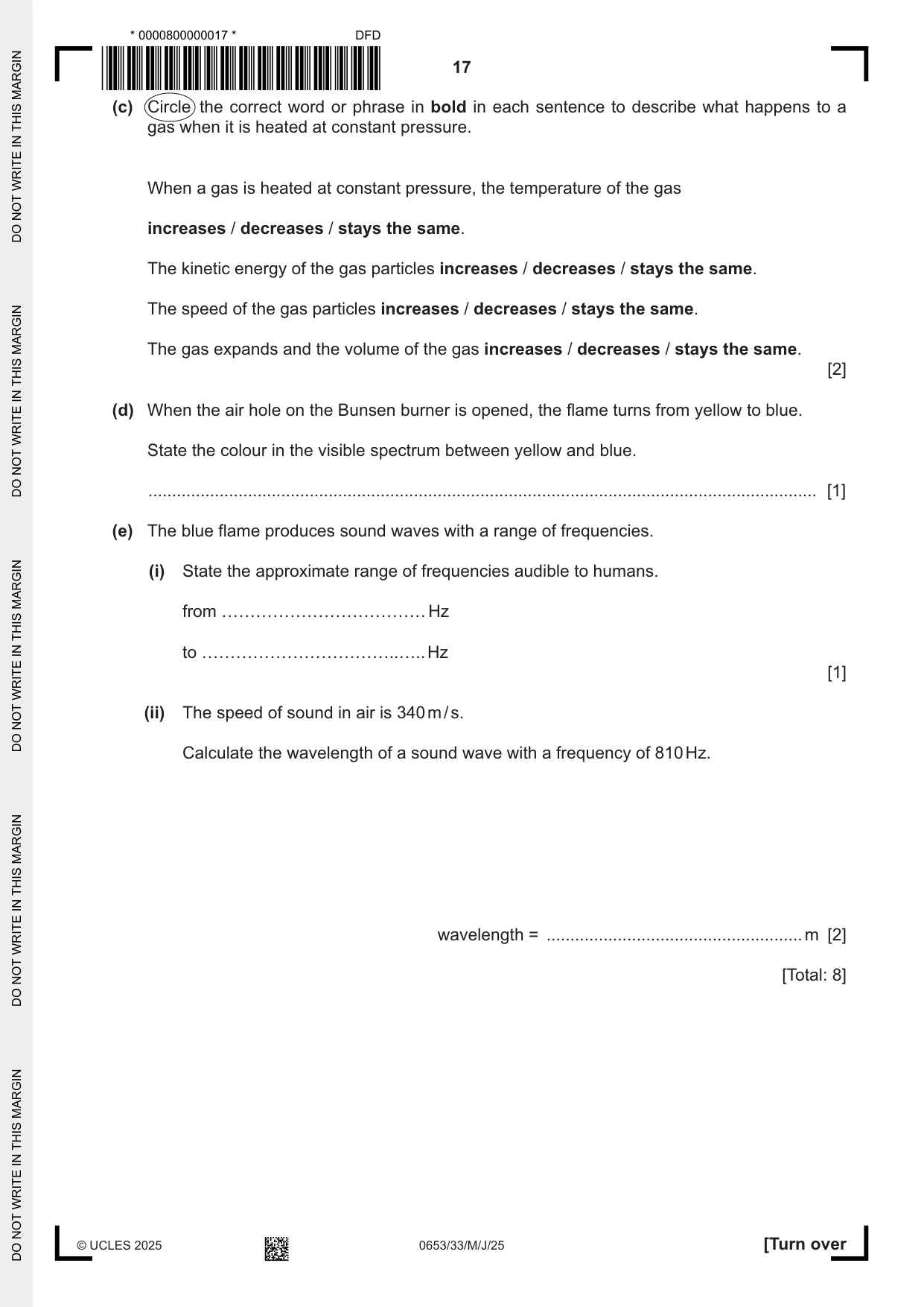 Cambridge IGCSE Science - Combined 0653 2025 May/June Paper 3 · Variant 3 question paper, page 17 of 20
