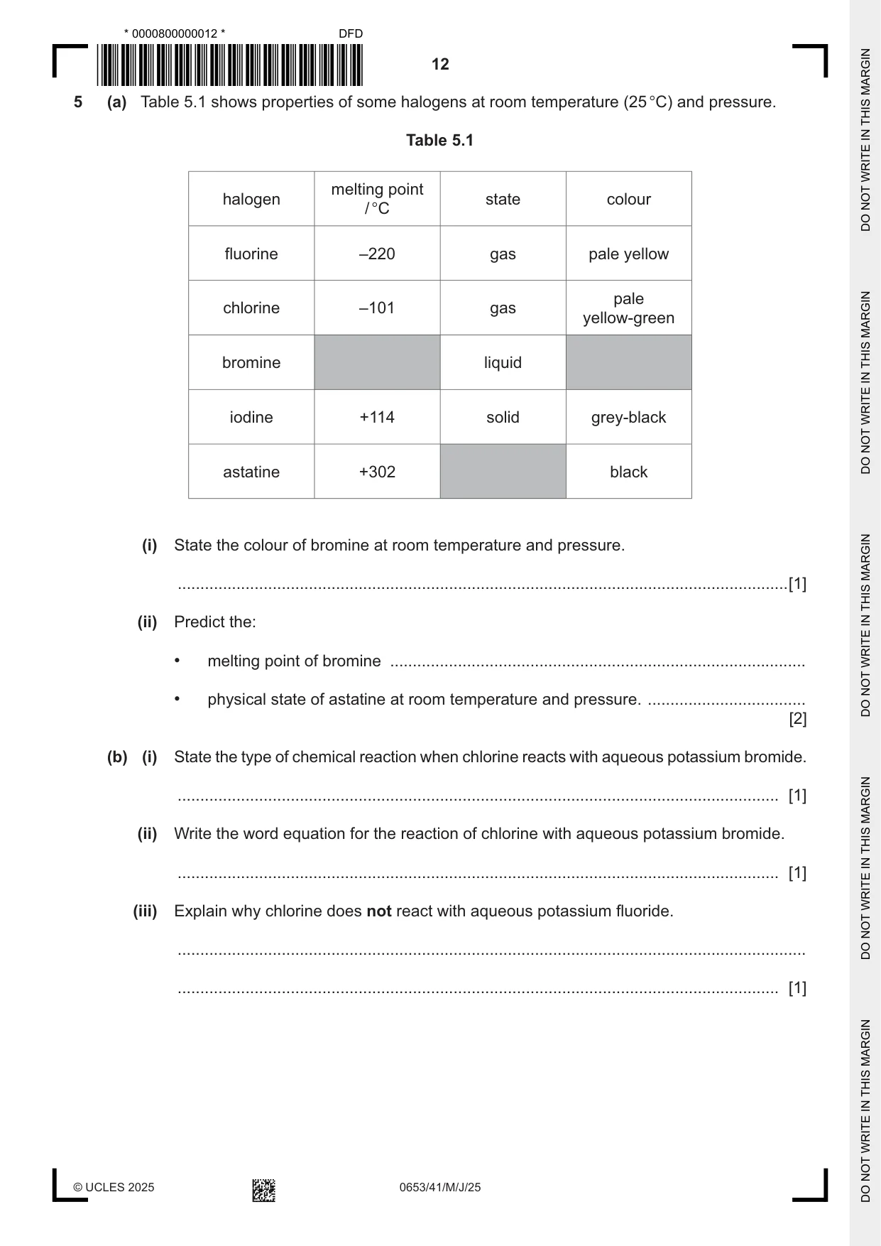 Cambridge IGCSE Science - Combined 0653 2025 May/June Paper 4 · Variant 1 question paper, page 12 of 24