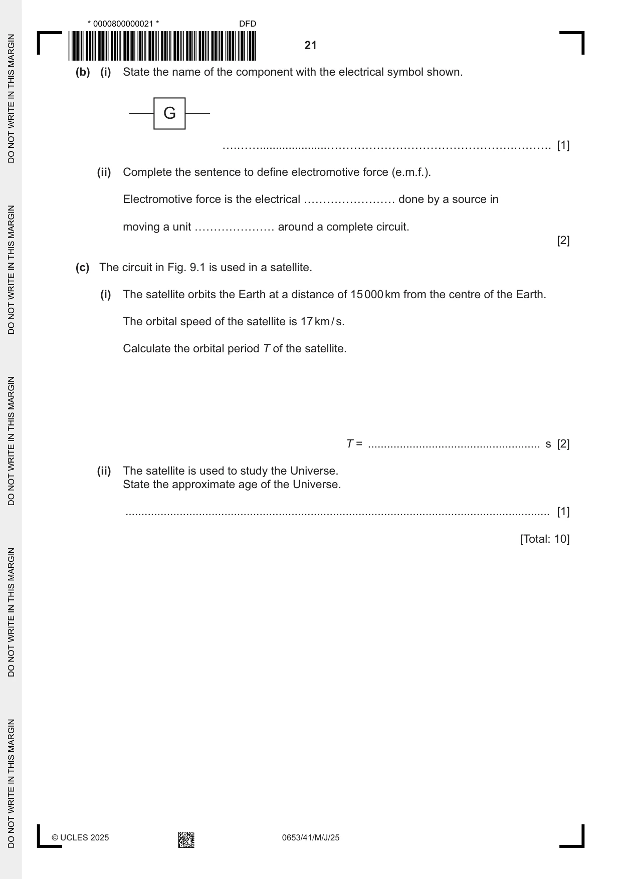 Cambridge IGCSE Science - Combined 0653 2025 May/June Paper 4 · Variant 1 question paper, page 21 of 24