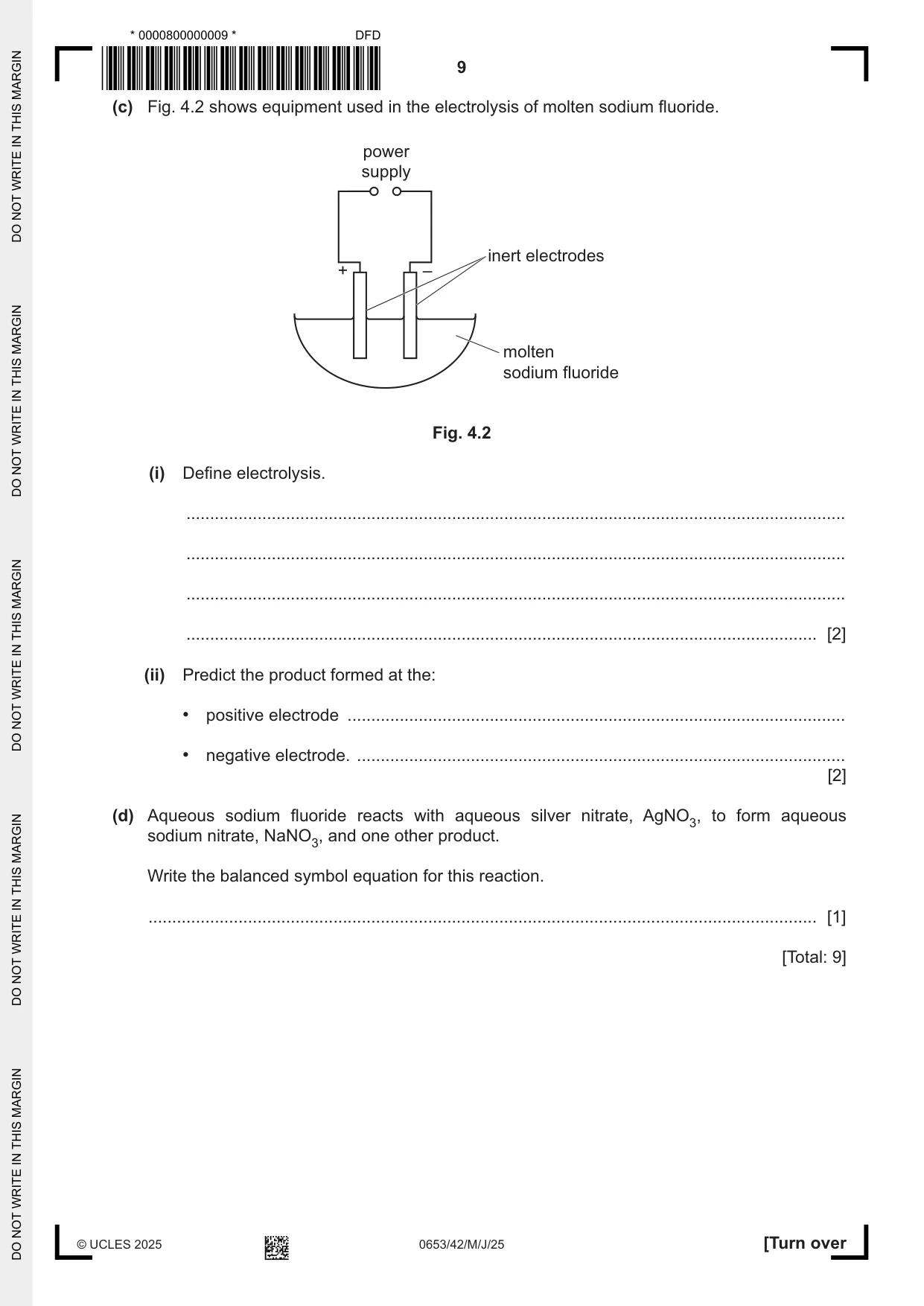 Cambridge IGCSE Science - Combined 0653 2025 May/June Paper 4 · Variant 2 question paper, page 9 of 20