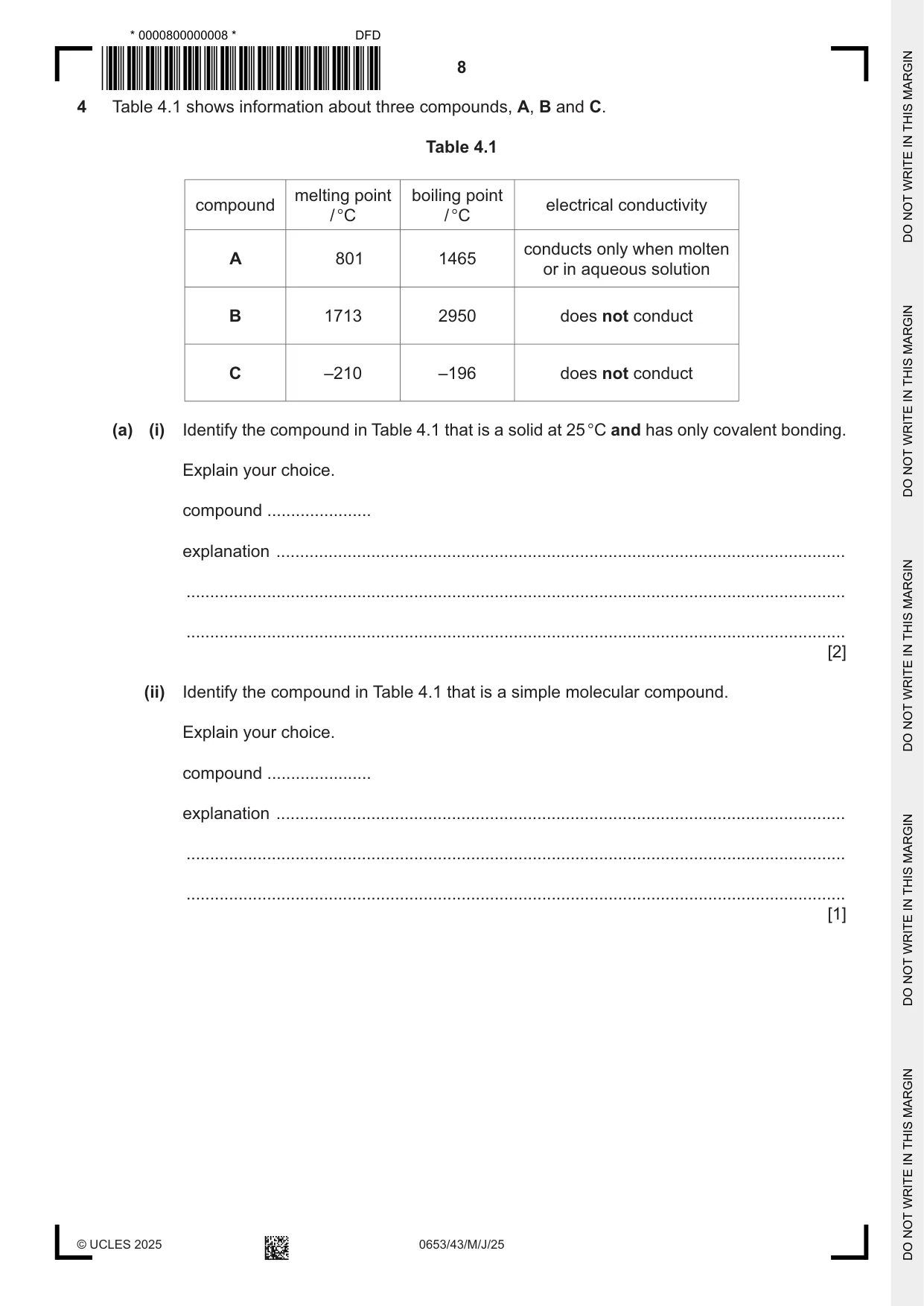 Cambridge IGCSE Science - Combined 0653 2025 May/June Paper 4 · Variant 3 question paper, page 8 of 20