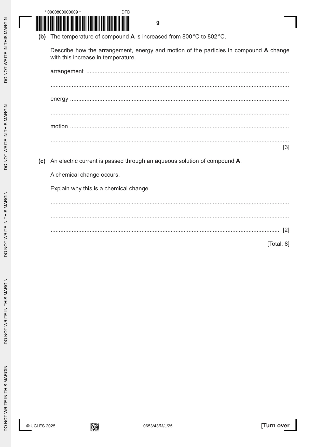 Cambridge IGCSE Science - Combined 0653 2025 May/June Paper 4 · Variant 3 question paper, page 9 of 20