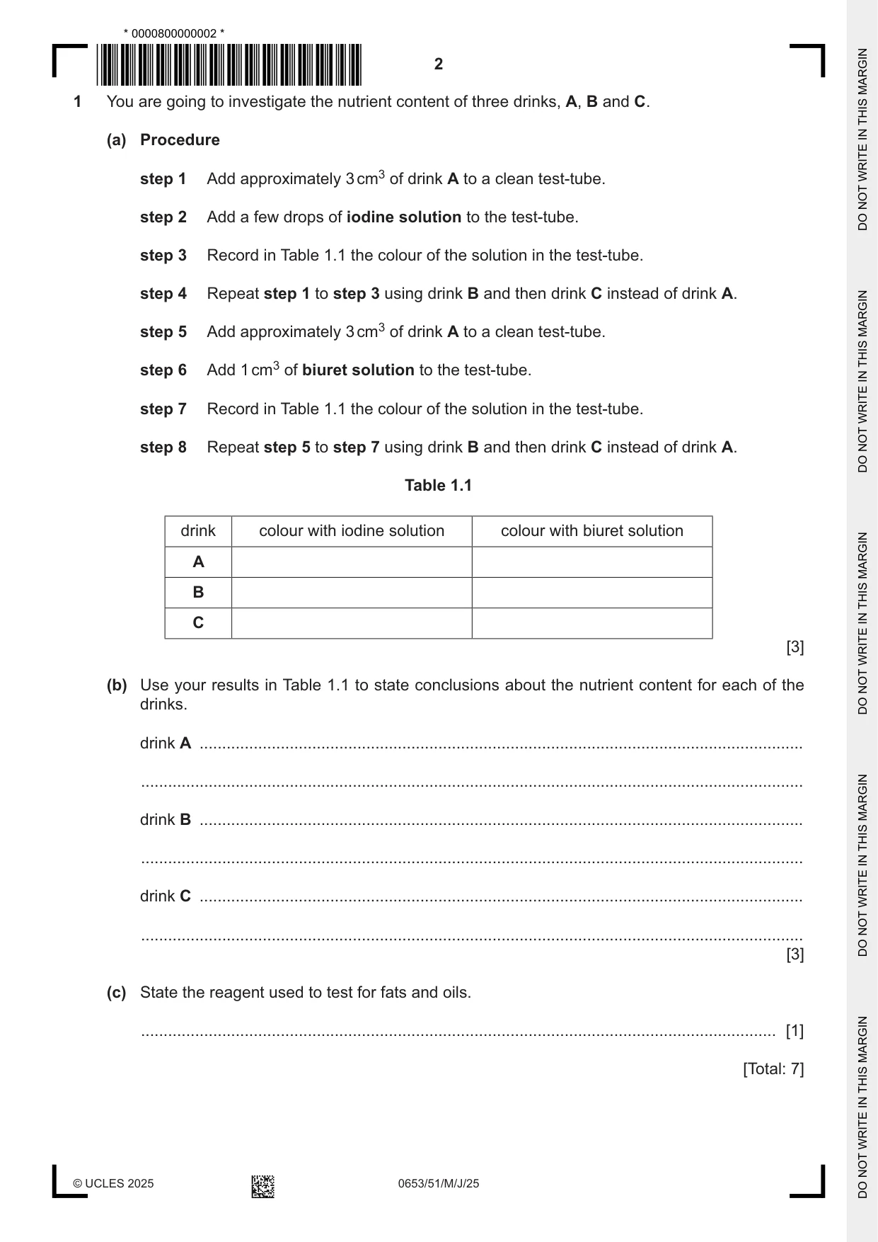 Cambridge IGCSE Science - Combined 0653 2025 May/June Paper 5 · Variant 1 question paper, page 2 of 16