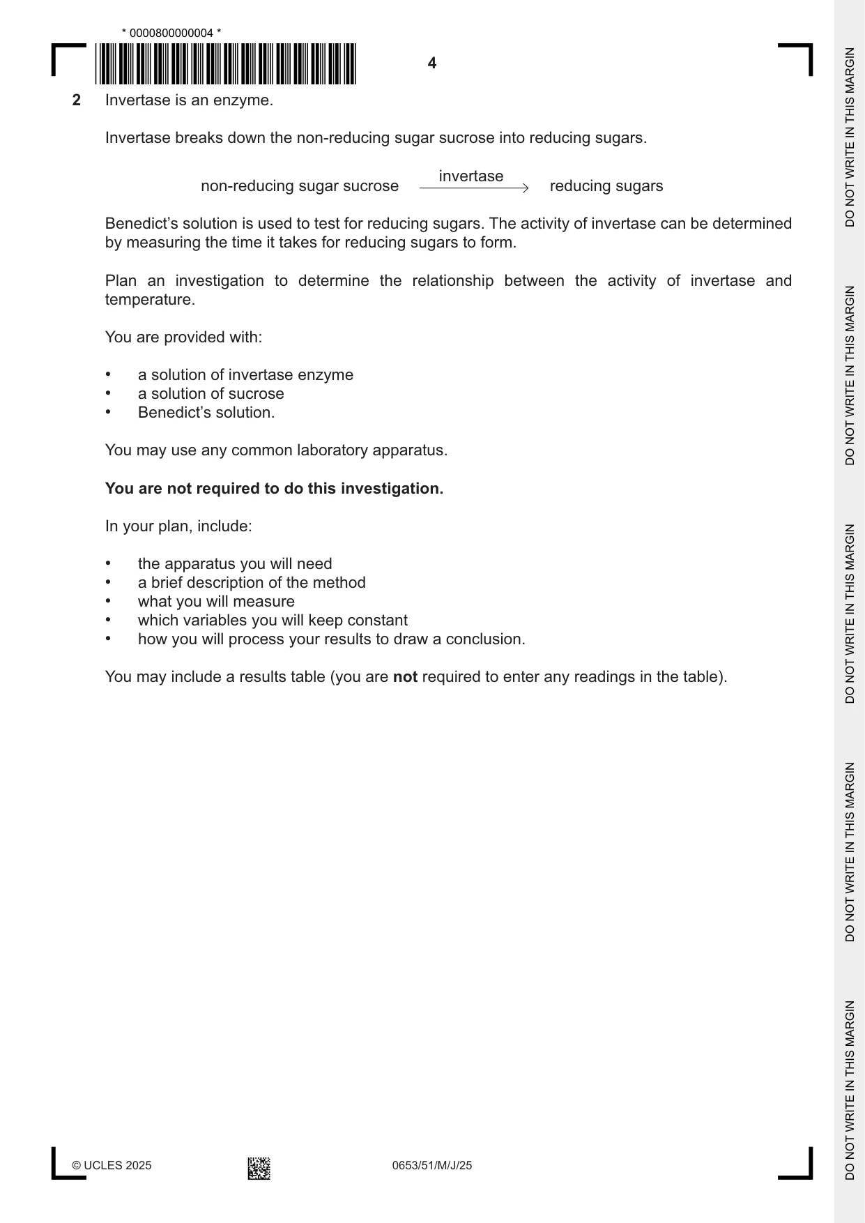 Cambridge IGCSE Science - Combined 0653 2025 May/June Paper 5 · Variant 1 question paper, page 4 of 16