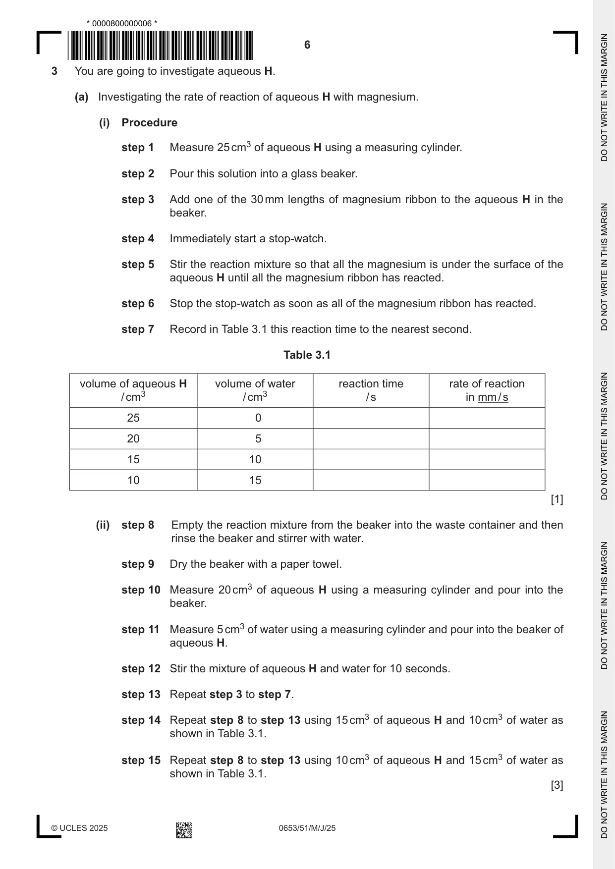 Cambridge IGCSE Science - Combined 0653 2025 May/June Paper 5 · Variant 1 question paper, page 6 of 16