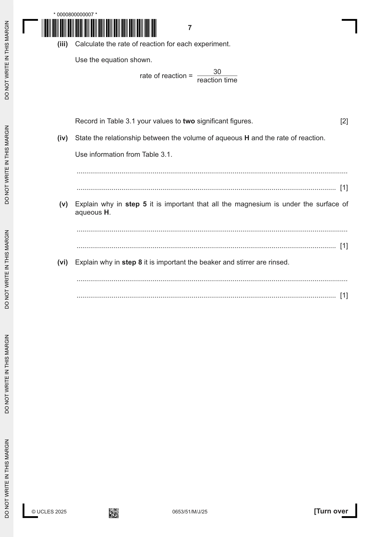Cambridge IGCSE Science - Combined 0653 2025 May/June Paper 5 · Variant 1 question paper, page 7 of 16