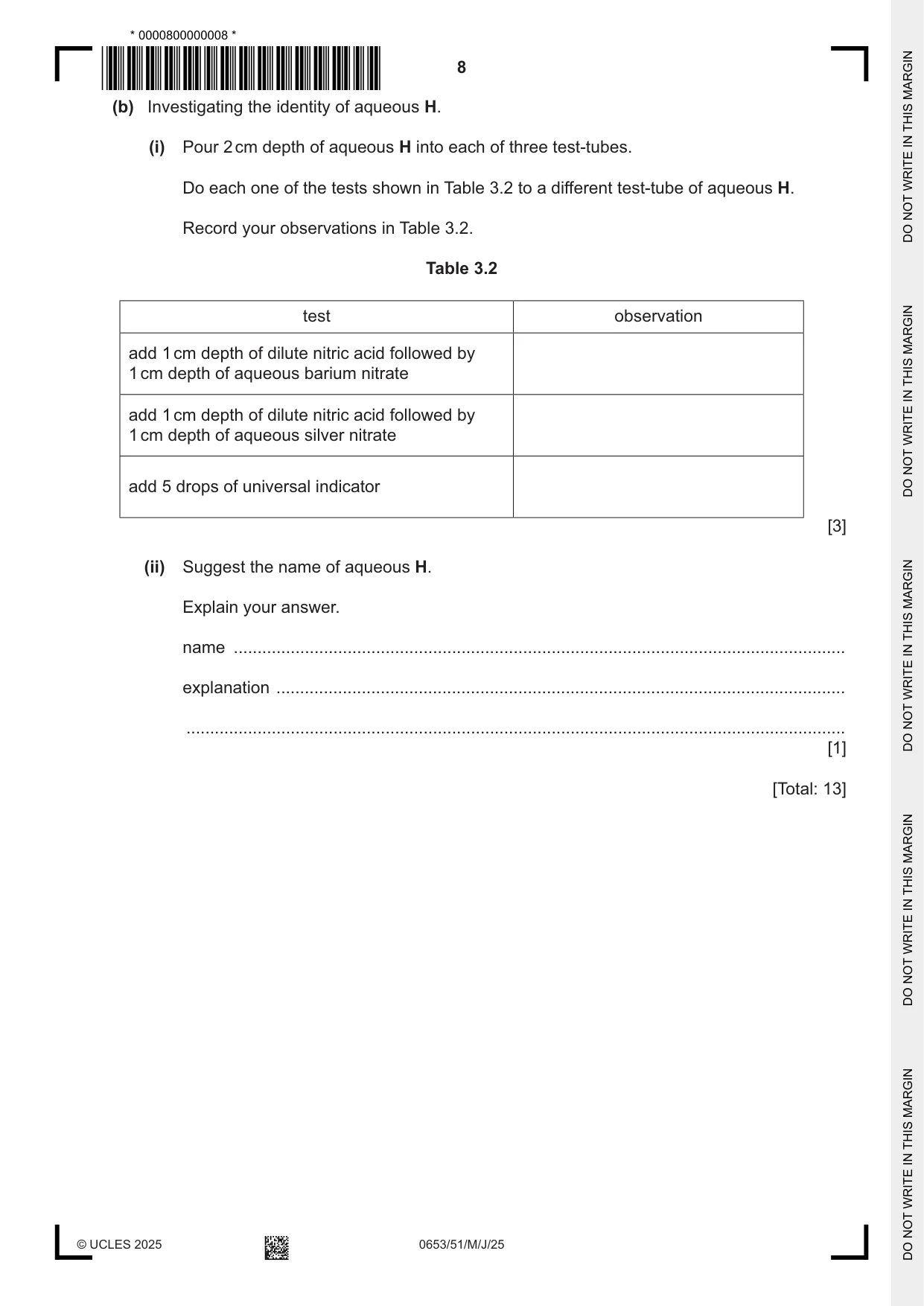 Cambridge IGCSE Science - Combined 0653 2025 May/June Paper 5 · Variant 1 question paper, page 8 of 16