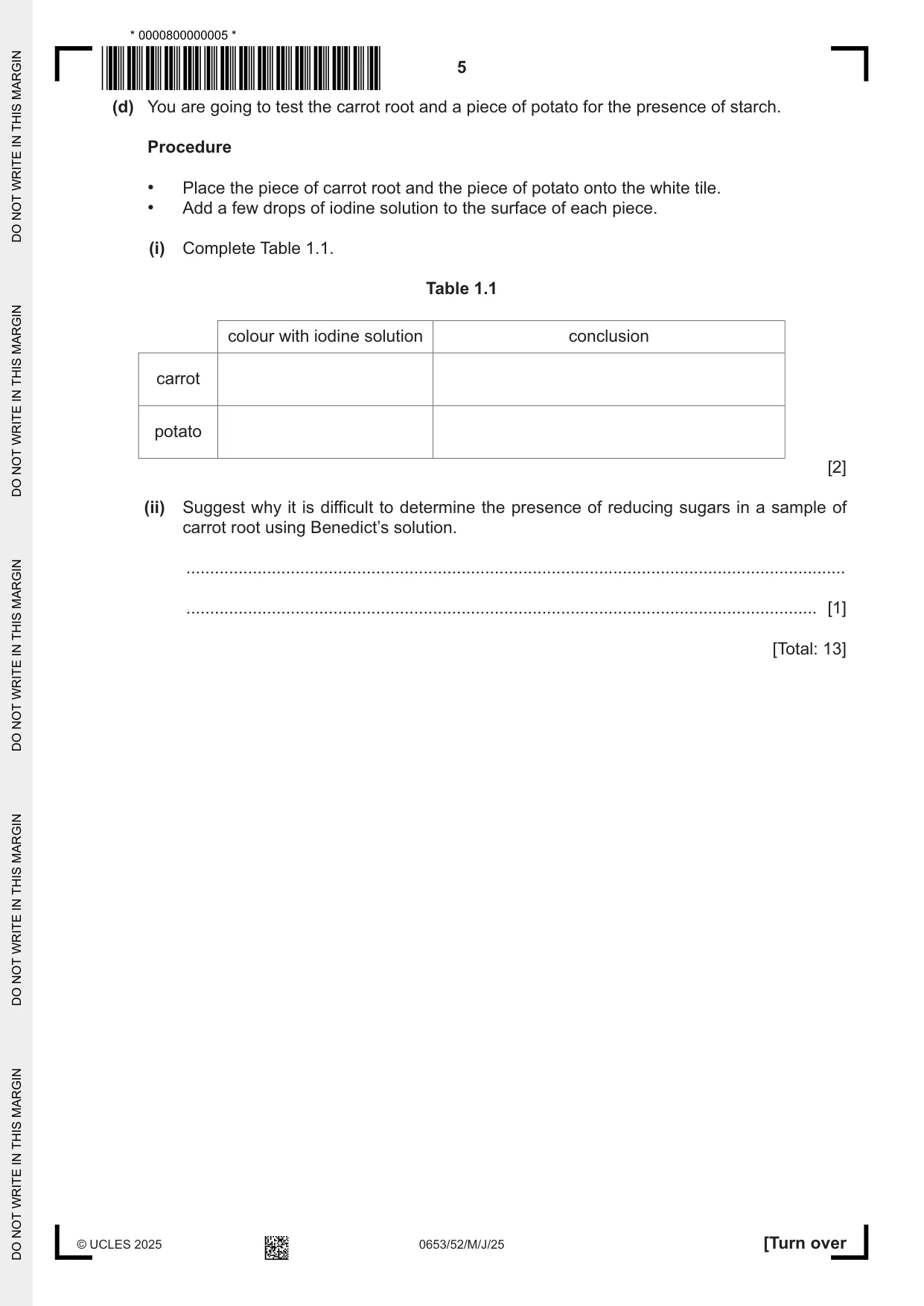 Cambridge IGCSE Science - Combined 0653 2025 May/June Paper 5 · Variant 2 question paper, page 5 of 16