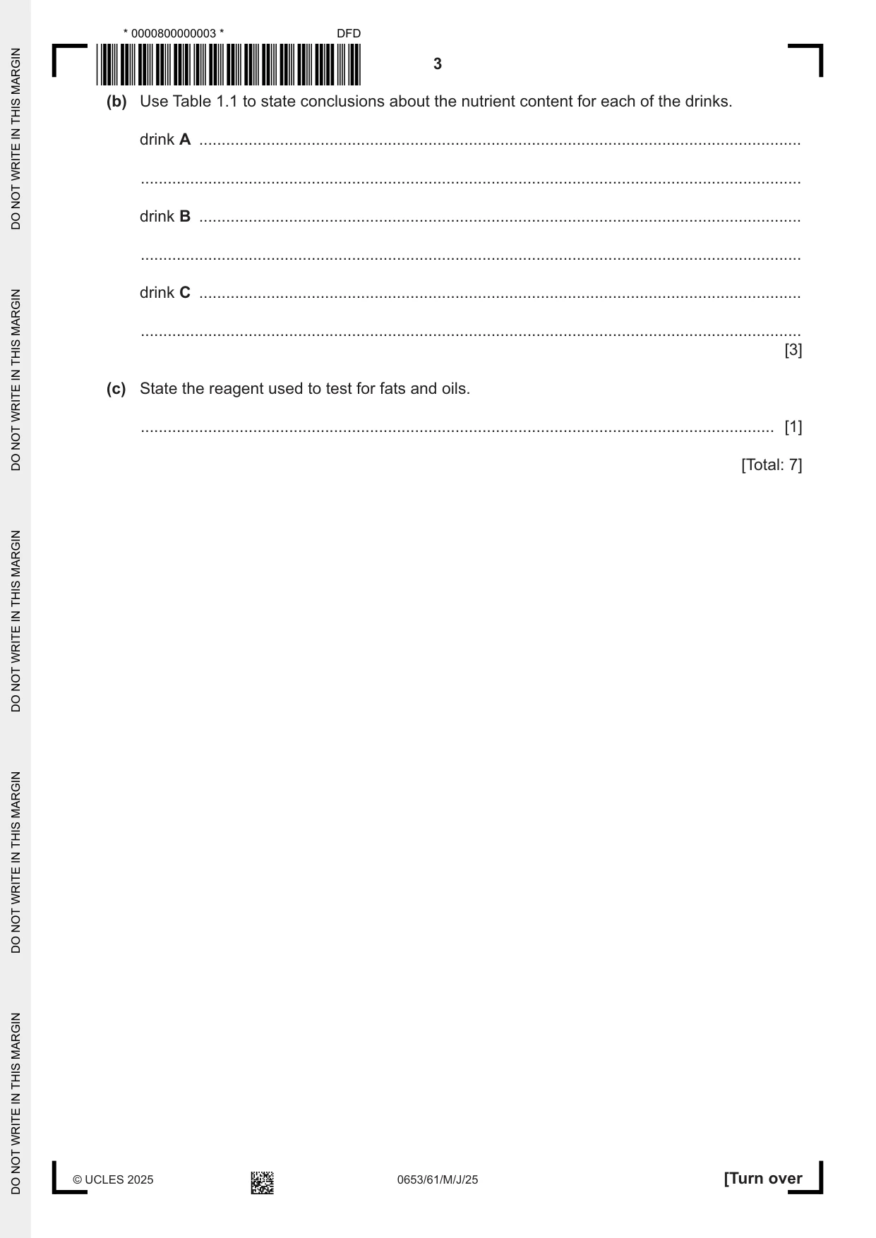 Cambridge IGCSE Science - Combined 0653 2025 May/June Paper 6 · Variant 1 question paper, page 3 of 16