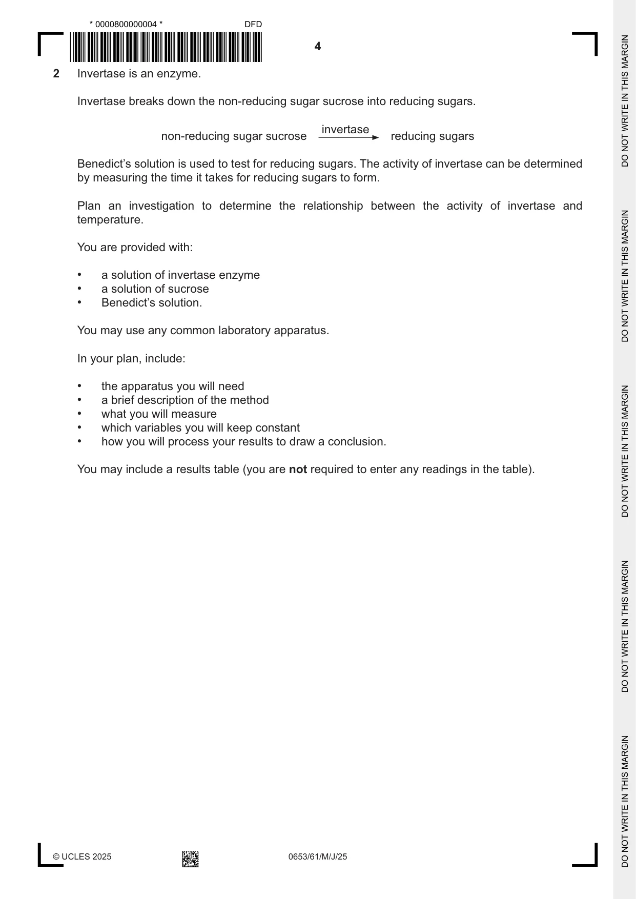 Cambridge IGCSE Science - Combined 0653 2025 May/June Paper 6 · Variant 1 question paper, page 4 of 16