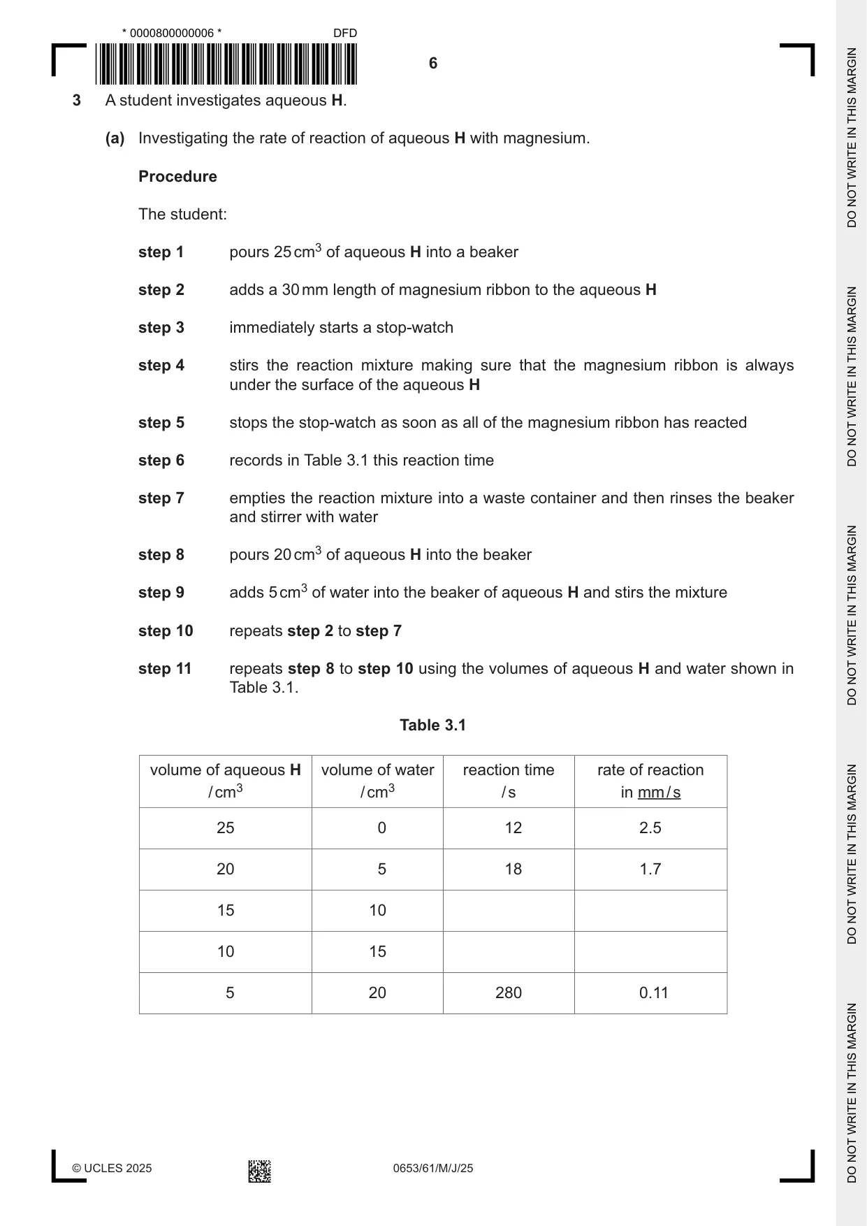 Cambridge IGCSE Science - Combined 0653 2025 May/June Paper 6 · Variant 1 question paper, page 6 of 16