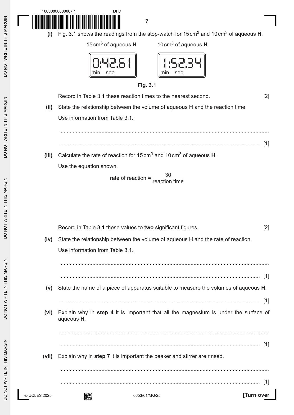 Cambridge IGCSE Science - Combined 0653 2025 May/June Paper 6 · Variant 1 question paper, page 7 of 16