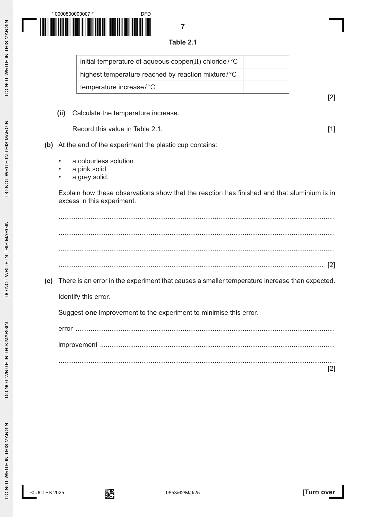 Cambridge IGCSE Science - Combined 0653 2025 May/June Paper 6 · Variant 2 question paper, page 7 of 16