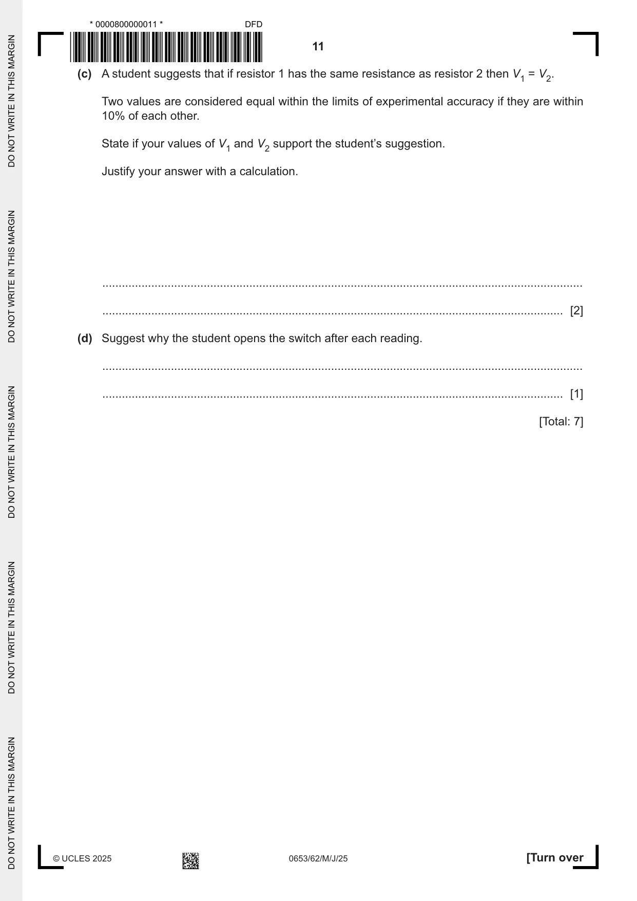 Cambridge IGCSE Science - Combined 0653 2025 May/June Paper 6 · Variant 2 question paper, page 11 of 16