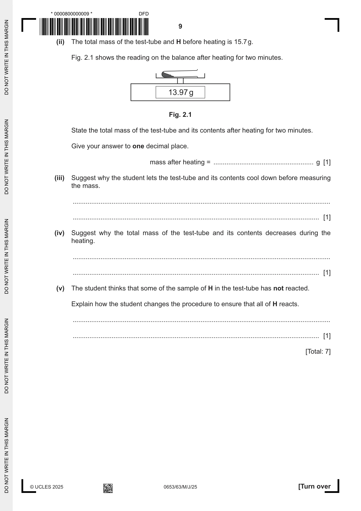 Cambridge IGCSE Science - Combined 0653 2025 May/June Paper 6 · Variant 3 question paper, page 9 of 16