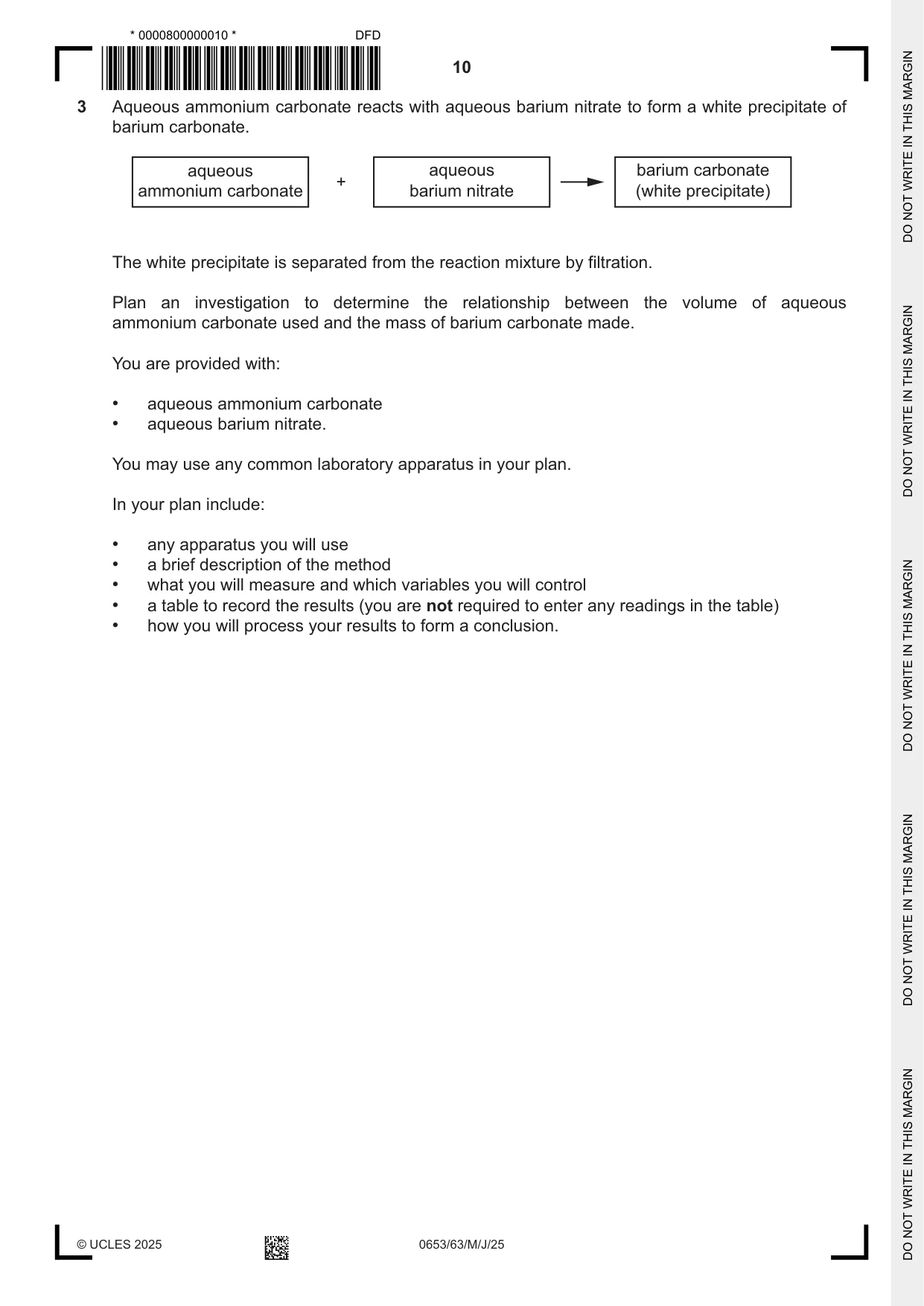 Cambridge IGCSE Science - Combined 0653 2025 May/June Paper 6 · Variant 3 question paper, page 10 of 16