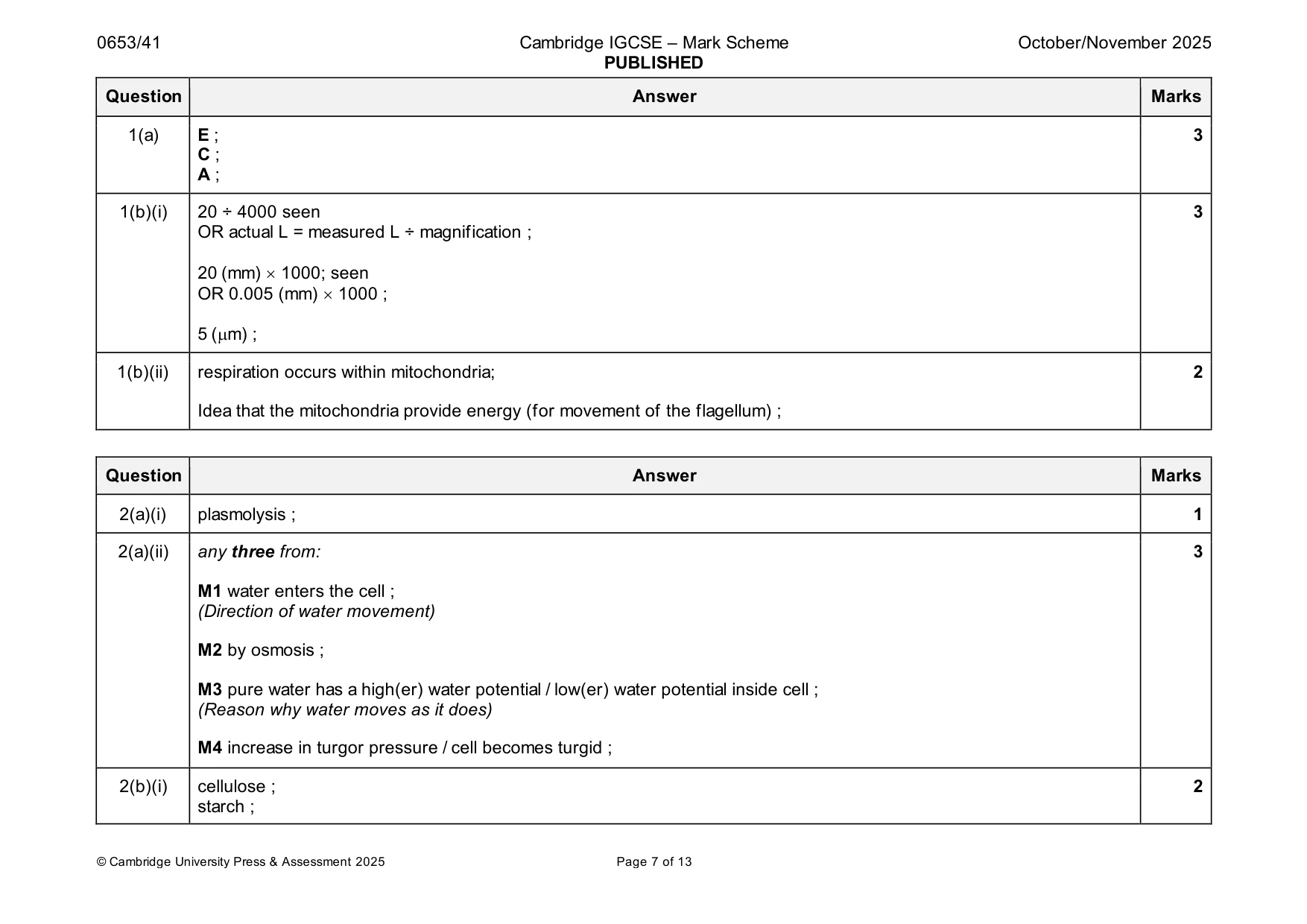 Mark scheme, page 7 of 13