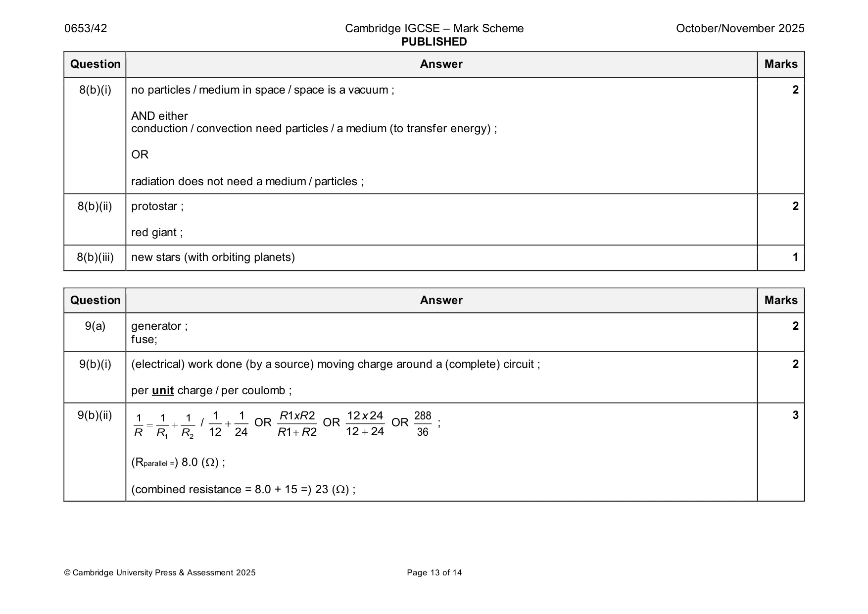 Mark scheme, page 13 of 14