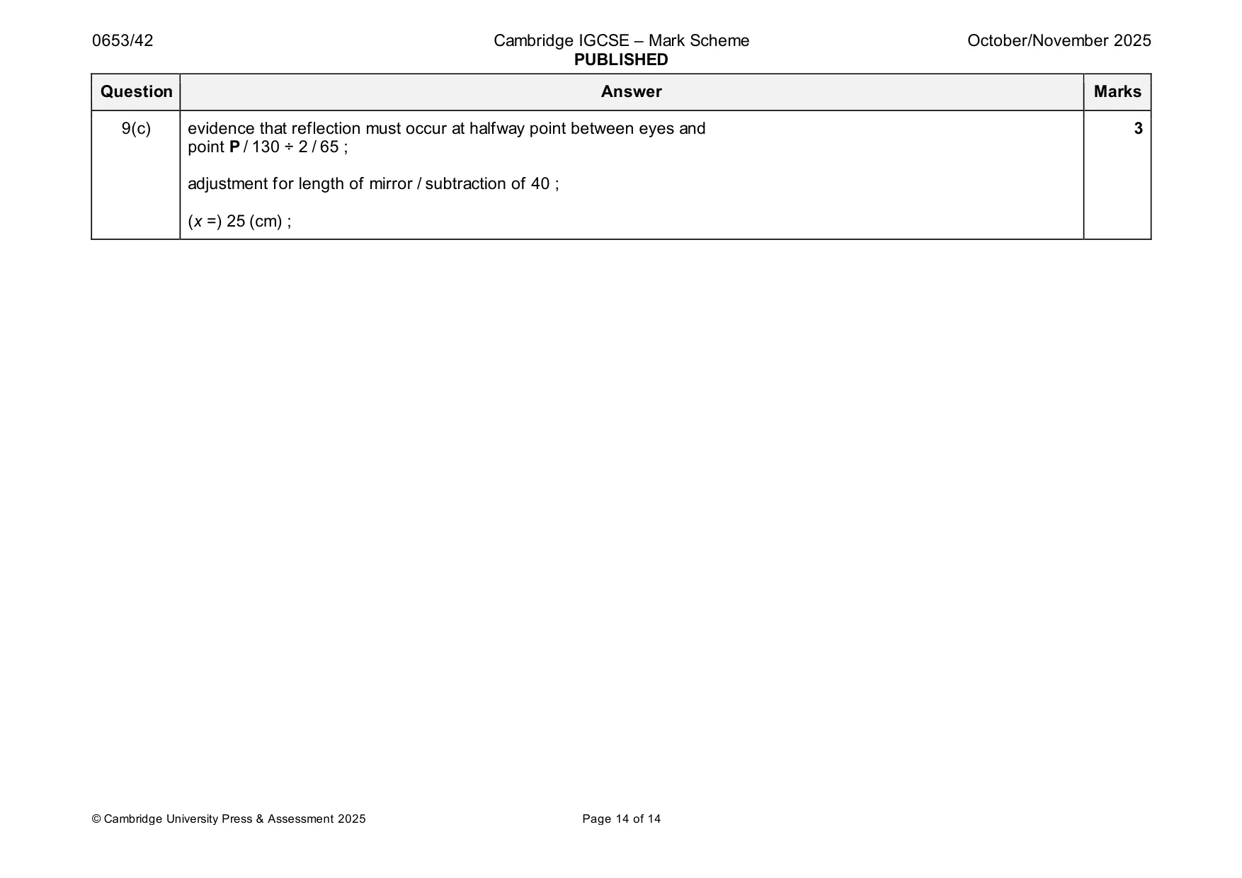 Mark scheme, page 14 of 14