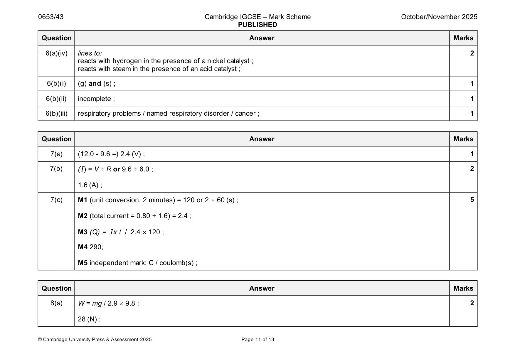 Mark scheme, page 11 of 13