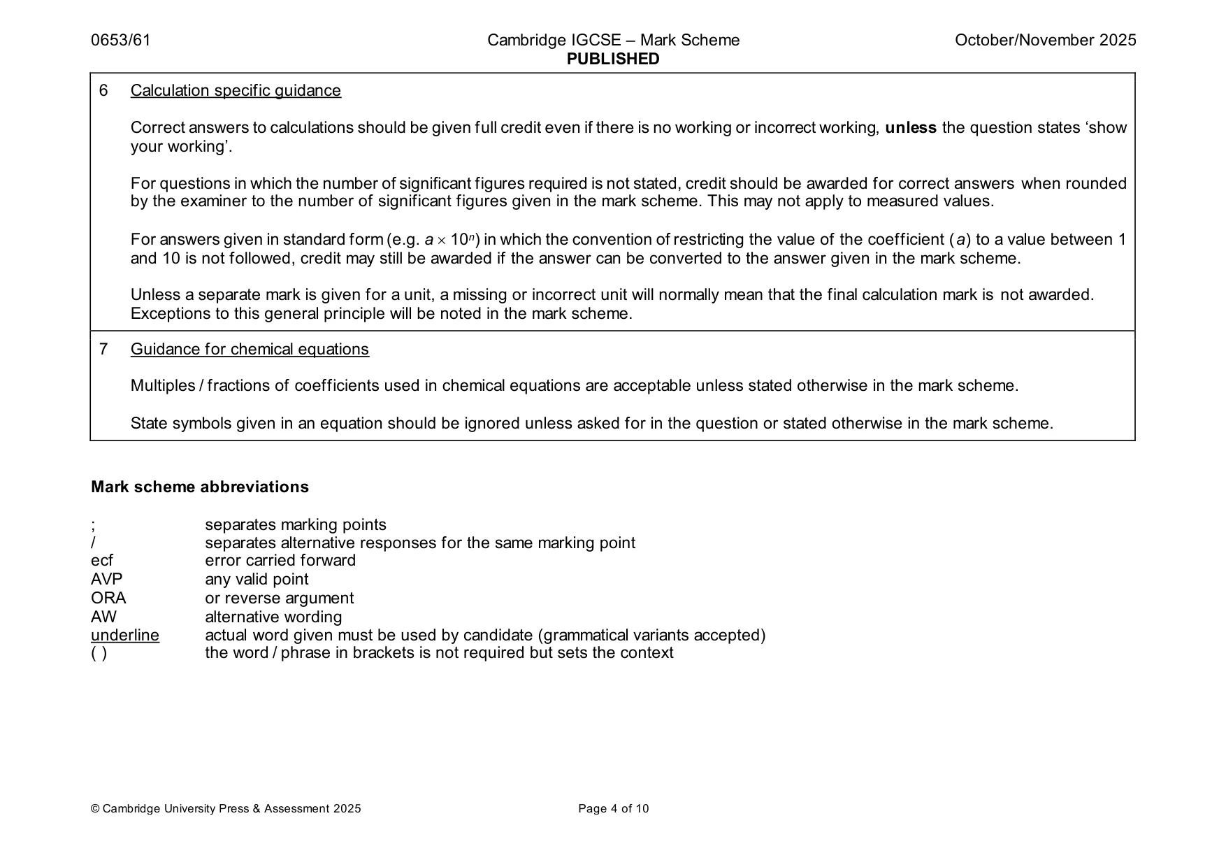 Mark scheme, page 4 of 10