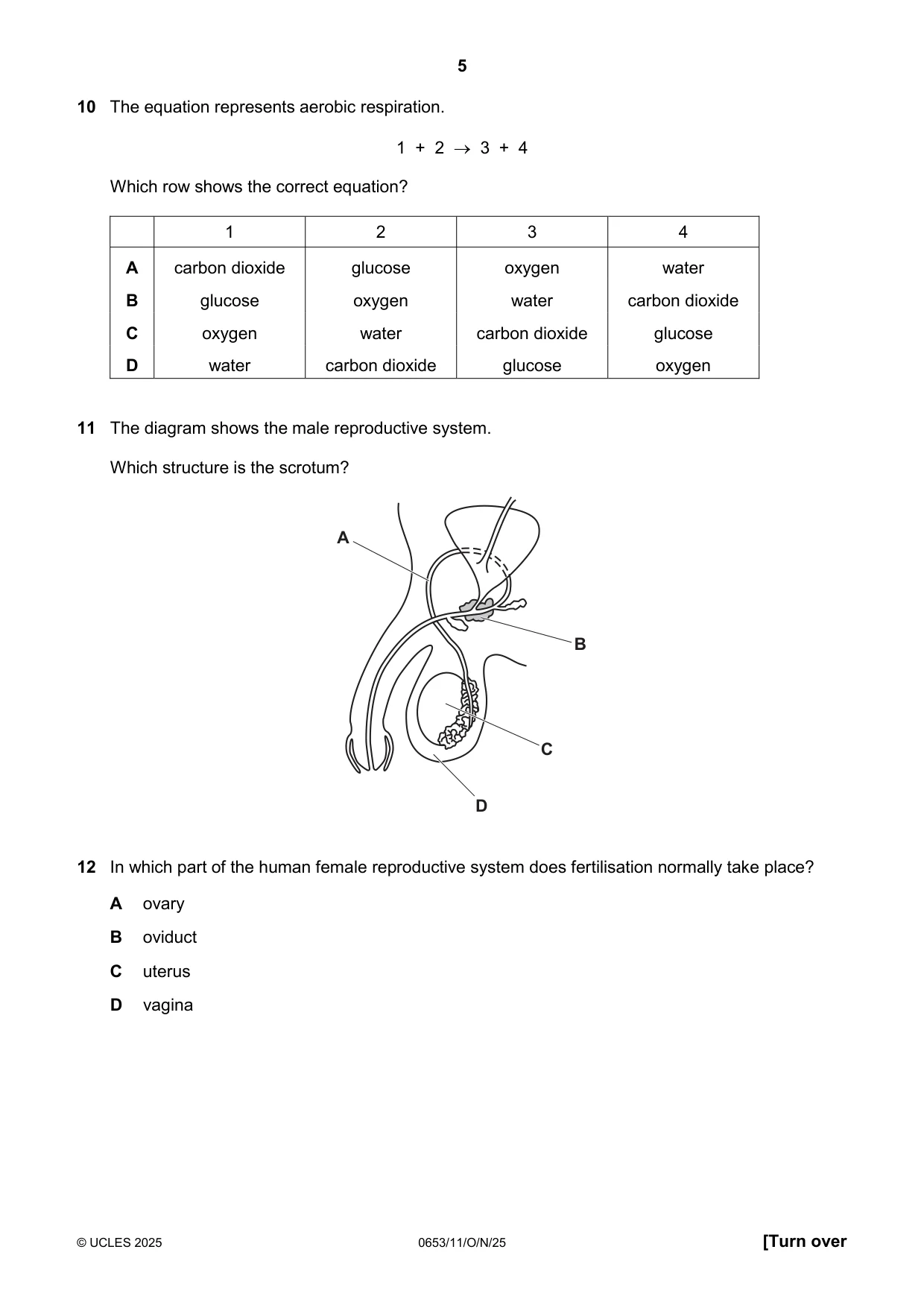 Cambridge IGCSE Science - Combined 0653 2025 Oct/Nov Paper 1 · Variant 1 question paper, page 5 of 16