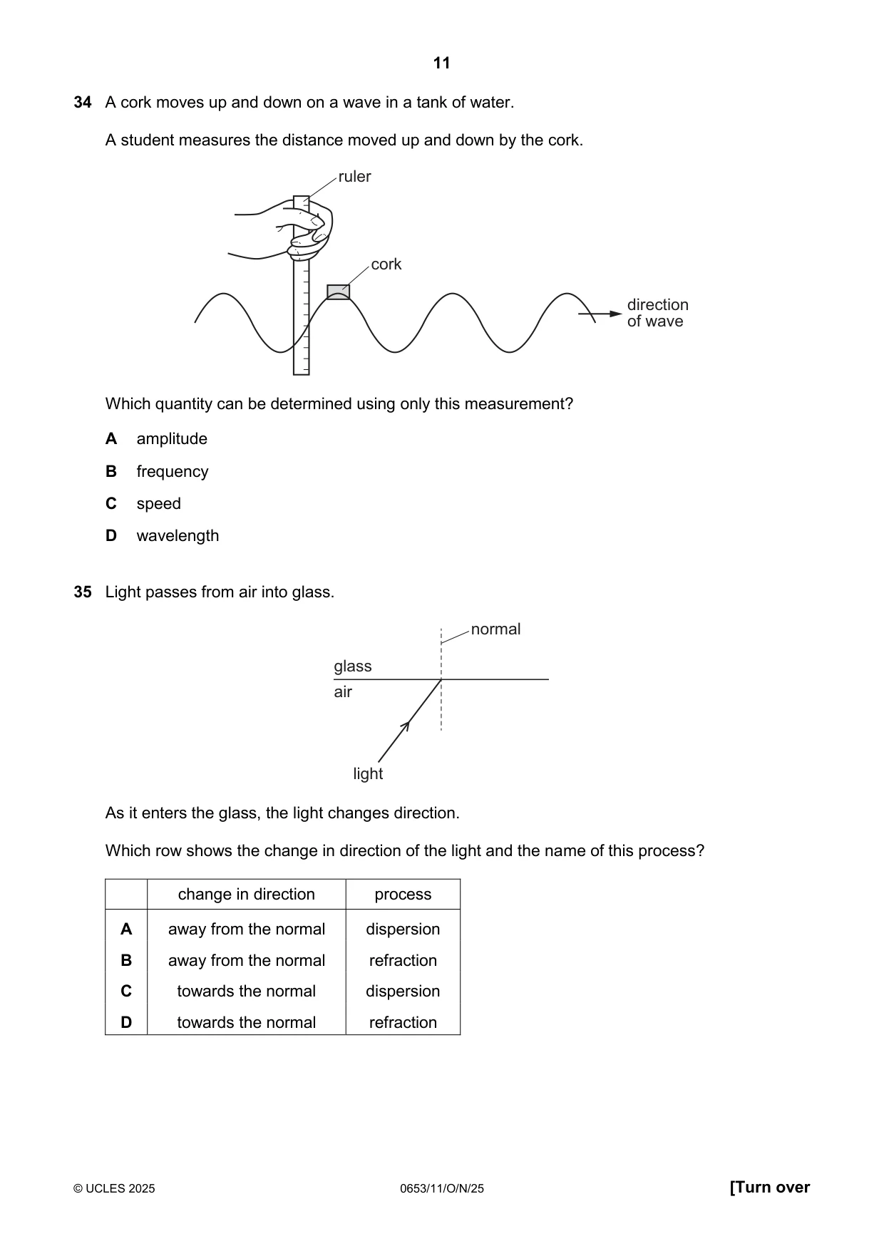 Cambridge IGCSE Science - Combined 0653 2025 Oct/Nov Paper 1 · Variant 1 question paper, page 11 of 16