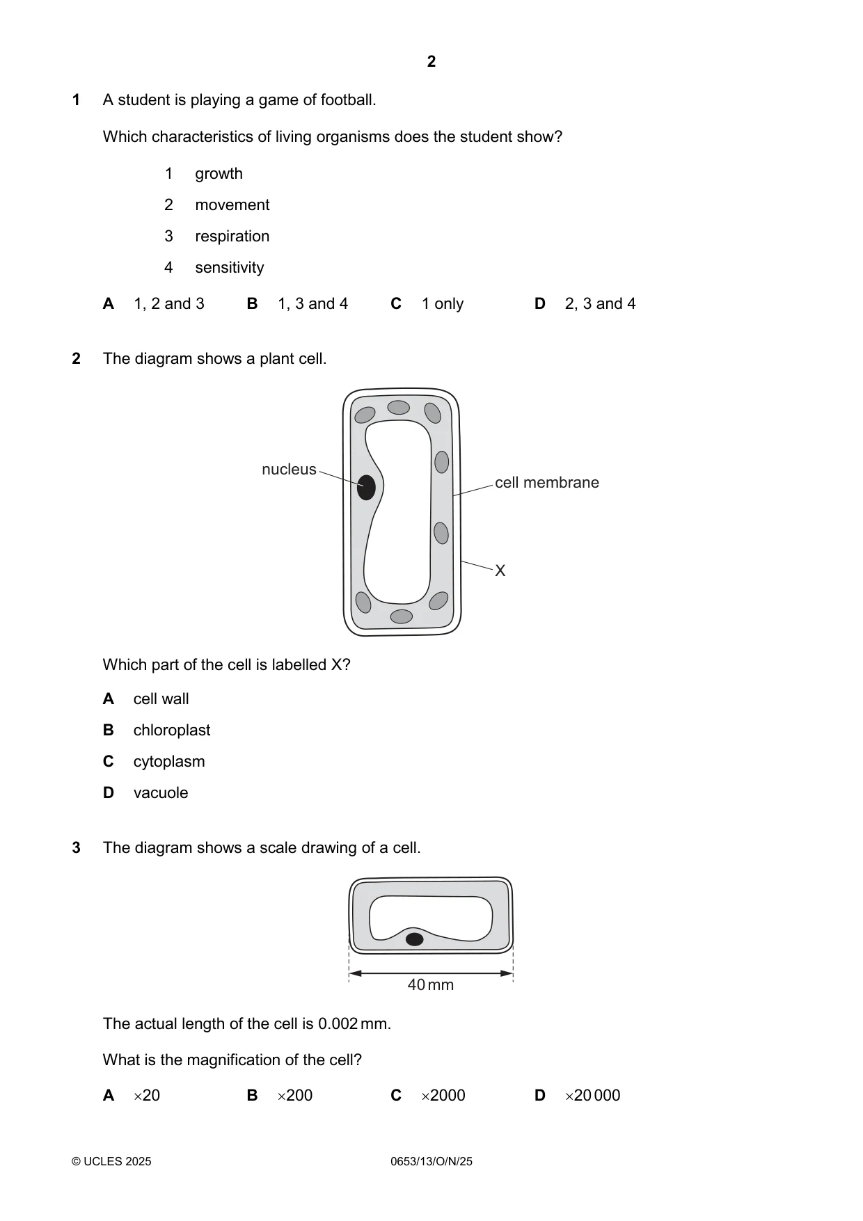 Cambridge IGCSE Science - Combined 0653 2025 Oct/Nov Paper 1 · Variant 3 question paper, page 2 of 16
