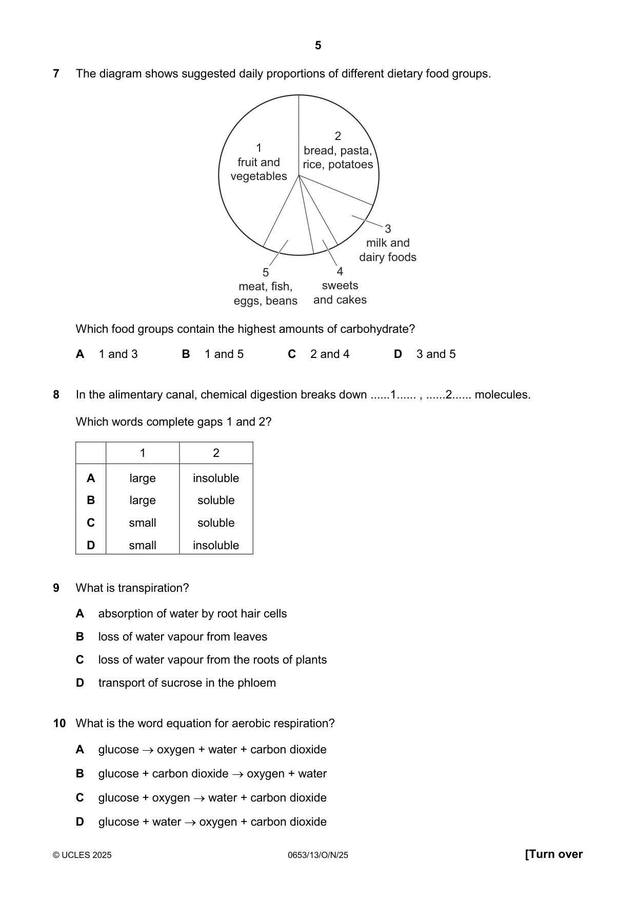 Cambridge IGCSE Science - Combined 0653 2025 Oct/Nov Paper 1 · Variant 3 question paper, page 5 of 16