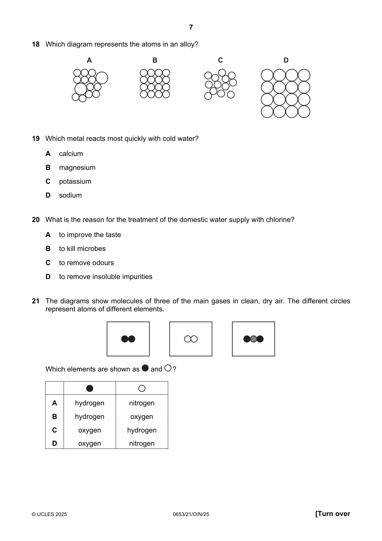 Cambridge IGCSE Science - Combined 0653 2025 Oct/Nov Paper 2 · Variant 1 question paper, page 7 of 16