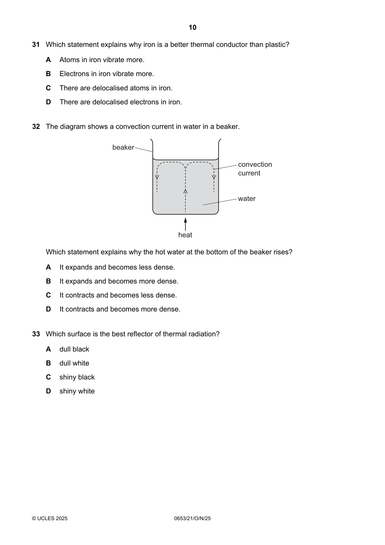 Cambridge IGCSE Science - Combined 0653 2025 Oct/Nov Paper 2 · Variant 1 question paper, page 10 of 16