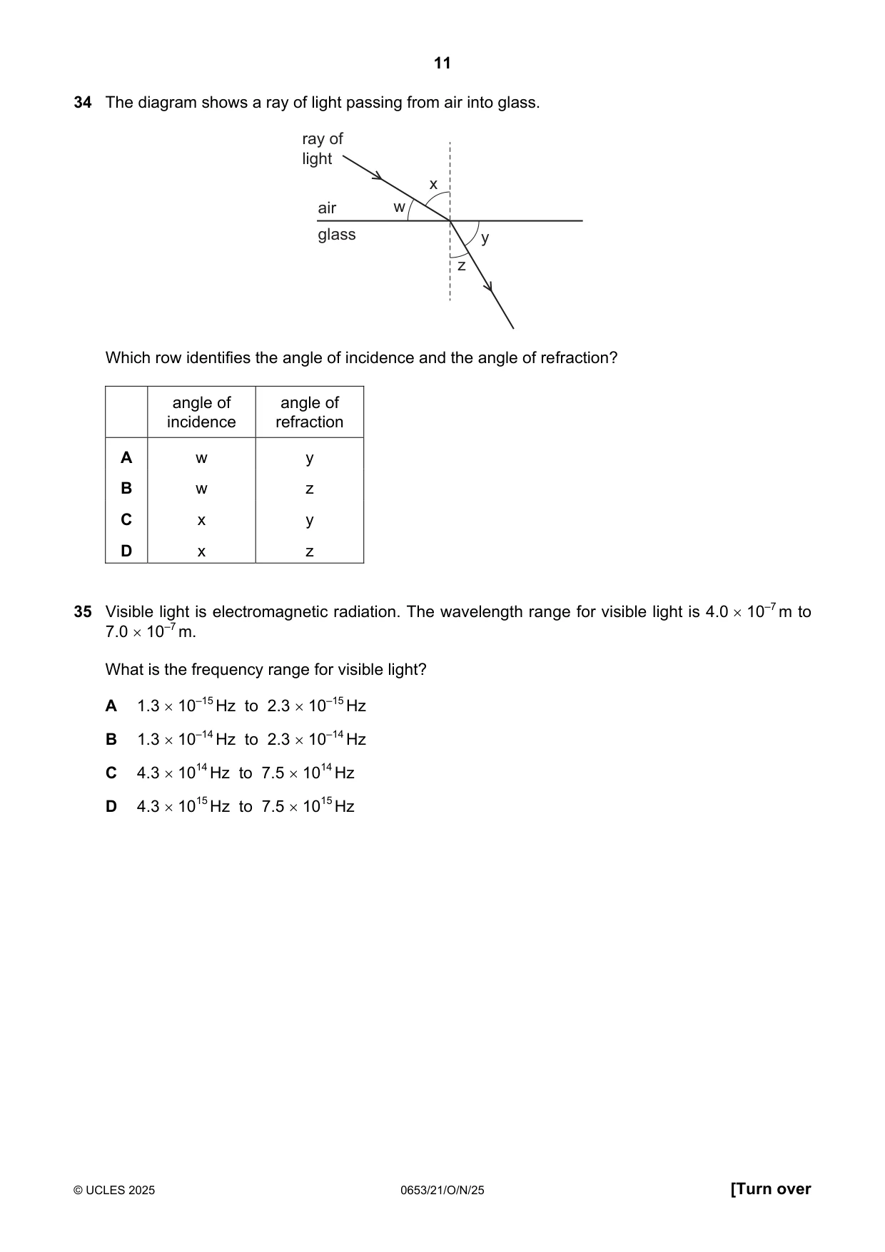 Cambridge IGCSE Science - Combined 0653 2025 Oct/Nov Paper 2 · Variant 1 question paper, page 11 of 16
