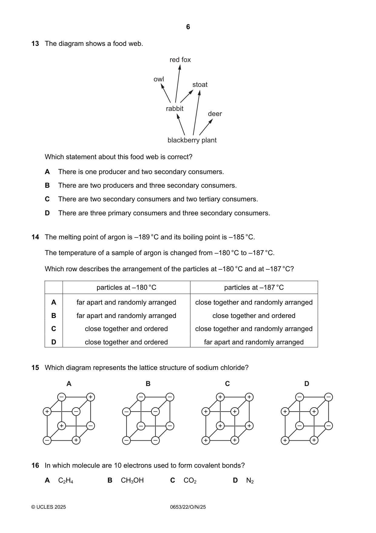 Cambridge IGCSE Science - Combined 0653 2025 Oct/Nov Paper 2 · Variant 2 question paper, page 6 of 16