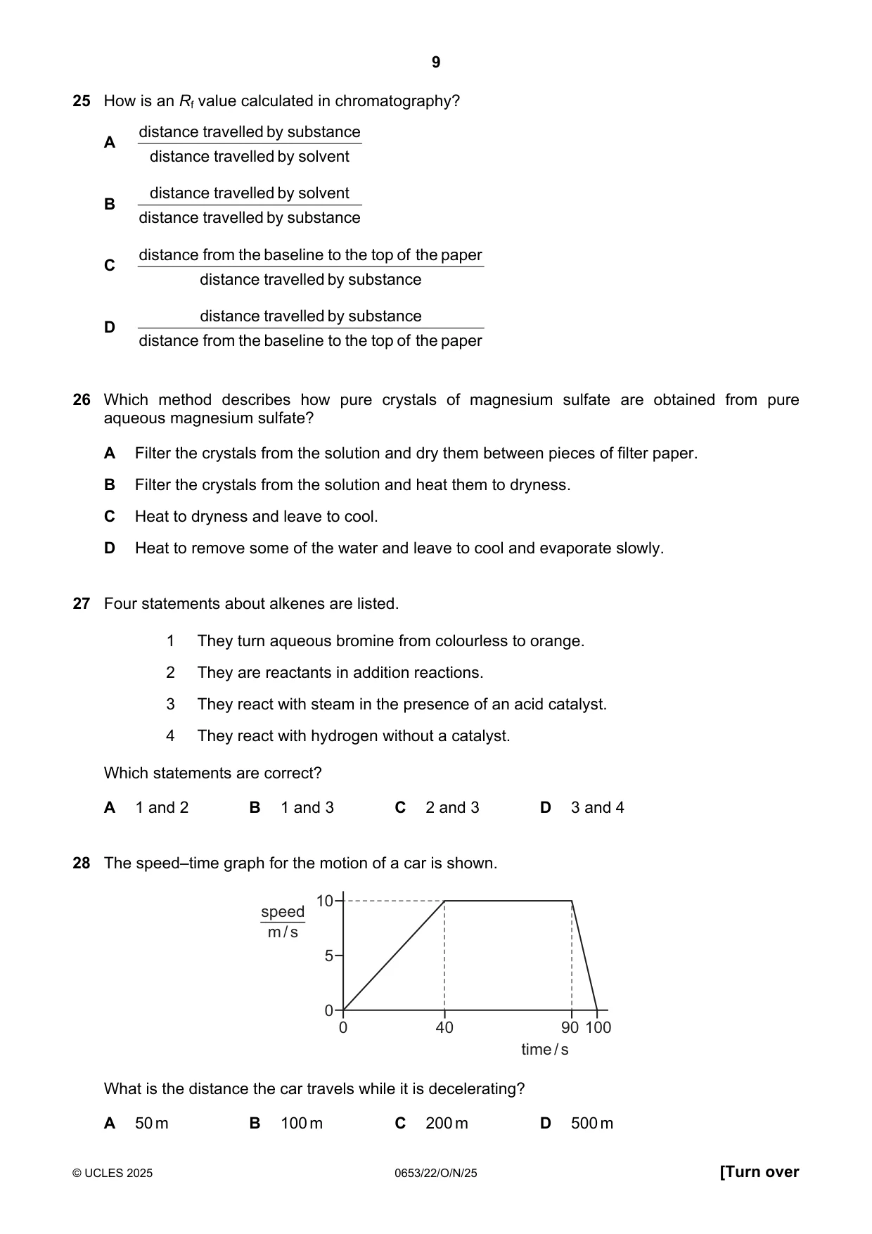 Cambridge IGCSE Science - Combined 0653 2025 Oct/Nov Paper 2 · Variant 2 question paper, page 9 of 16