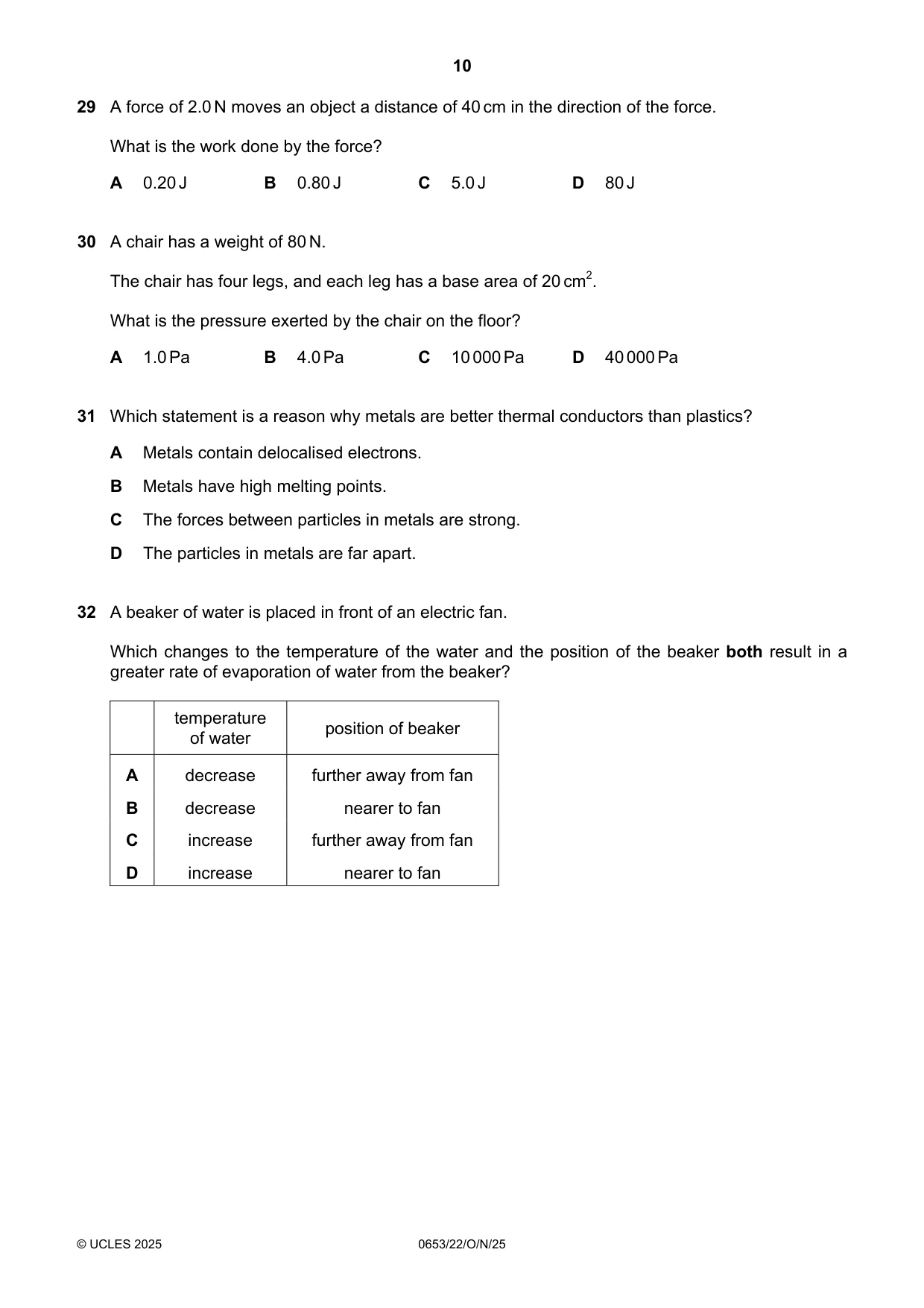 Cambridge IGCSE Science - Combined 0653 2025 Oct/Nov Paper 2 · Variant 2 question paper, page 10 of 16