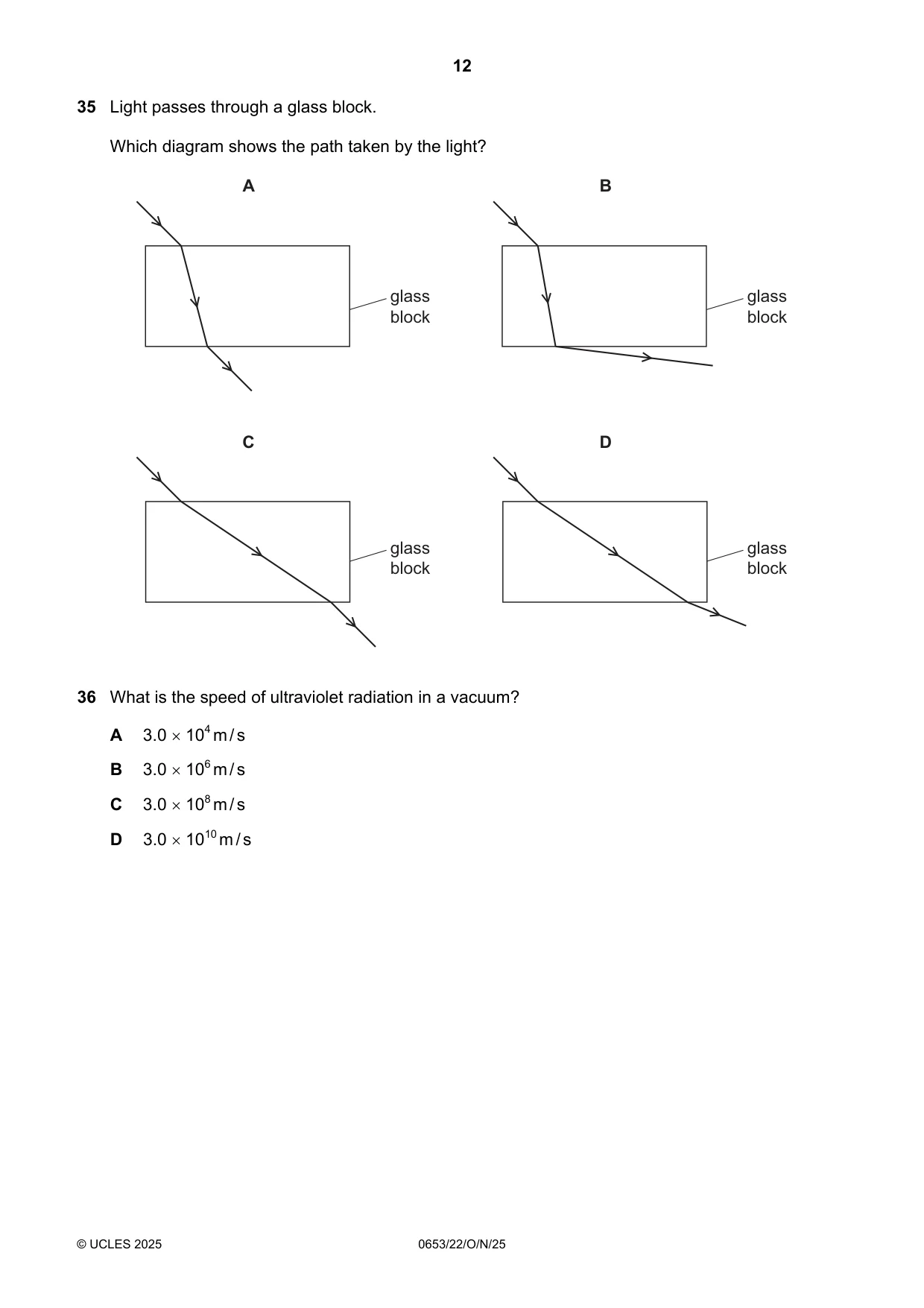 Cambridge IGCSE Science - Combined 0653 2025 Oct/Nov Paper 2 · Variant 2 question paper, page 12 of 16