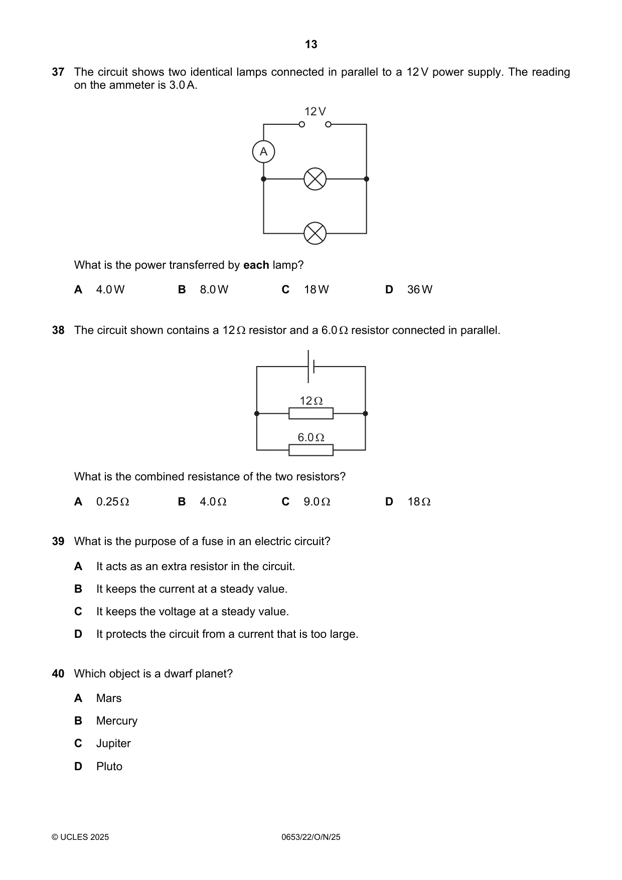 Cambridge IGCSE Science - Combined 0653 2025 Oct/Nov Paper 2 · Variant 2 question paper, page 13 of 16