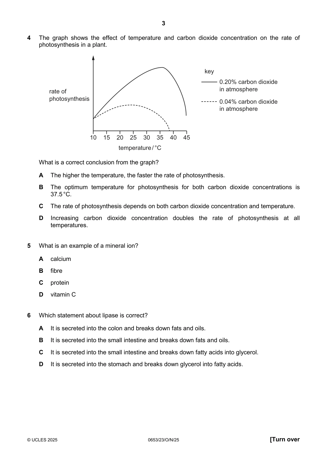 Cambridge IGCSE Science - Combined 0653 2025 Oct/Nov Paper 2 · Variant 3 question paper, page 3 of 16