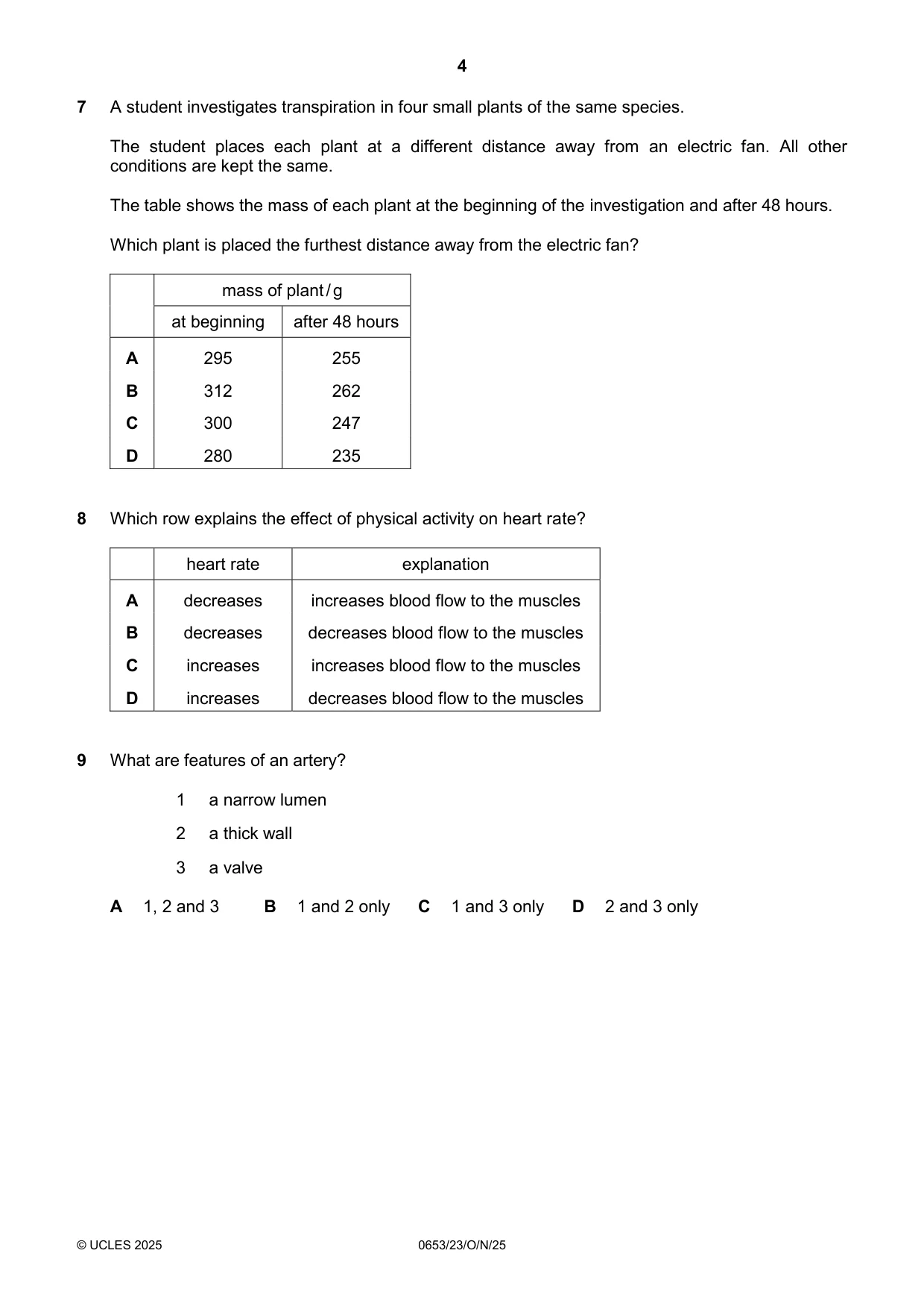 Cambridge IGCSE Science - Combined 0653 2025 Oct/Nov Paper 2 · Variant 3 question paper, page 4 of 16