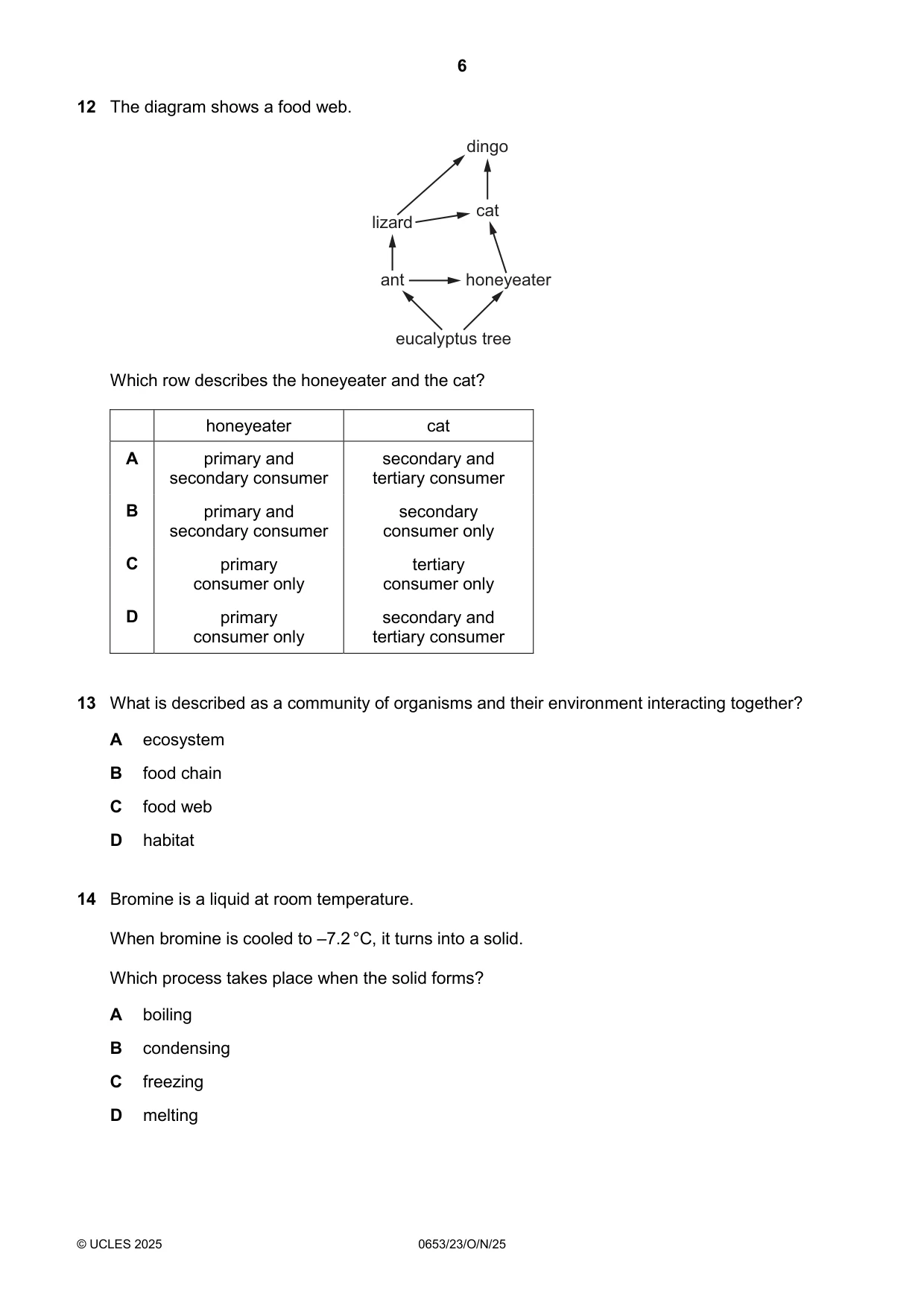 Cambridge IGCSE Science - Combined 0653 2025 Oct/Nov Paper 2 · Variant 3 question paper, page 6 of 16