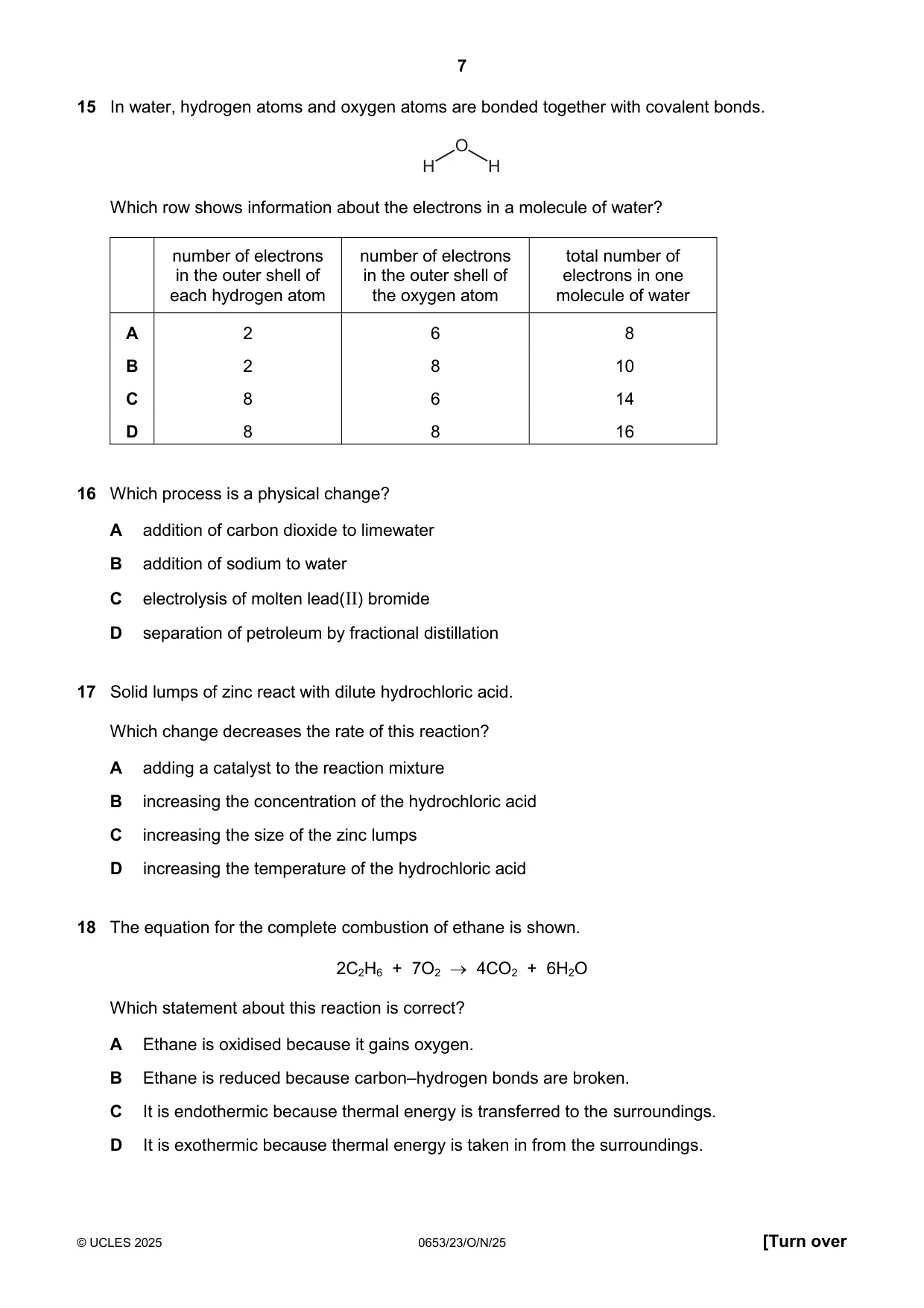 Cambridge IGCSE Science - Combined 0653 2025 Oct/Nov Paper 2 · Variant 3 question paper, page 7 of 16