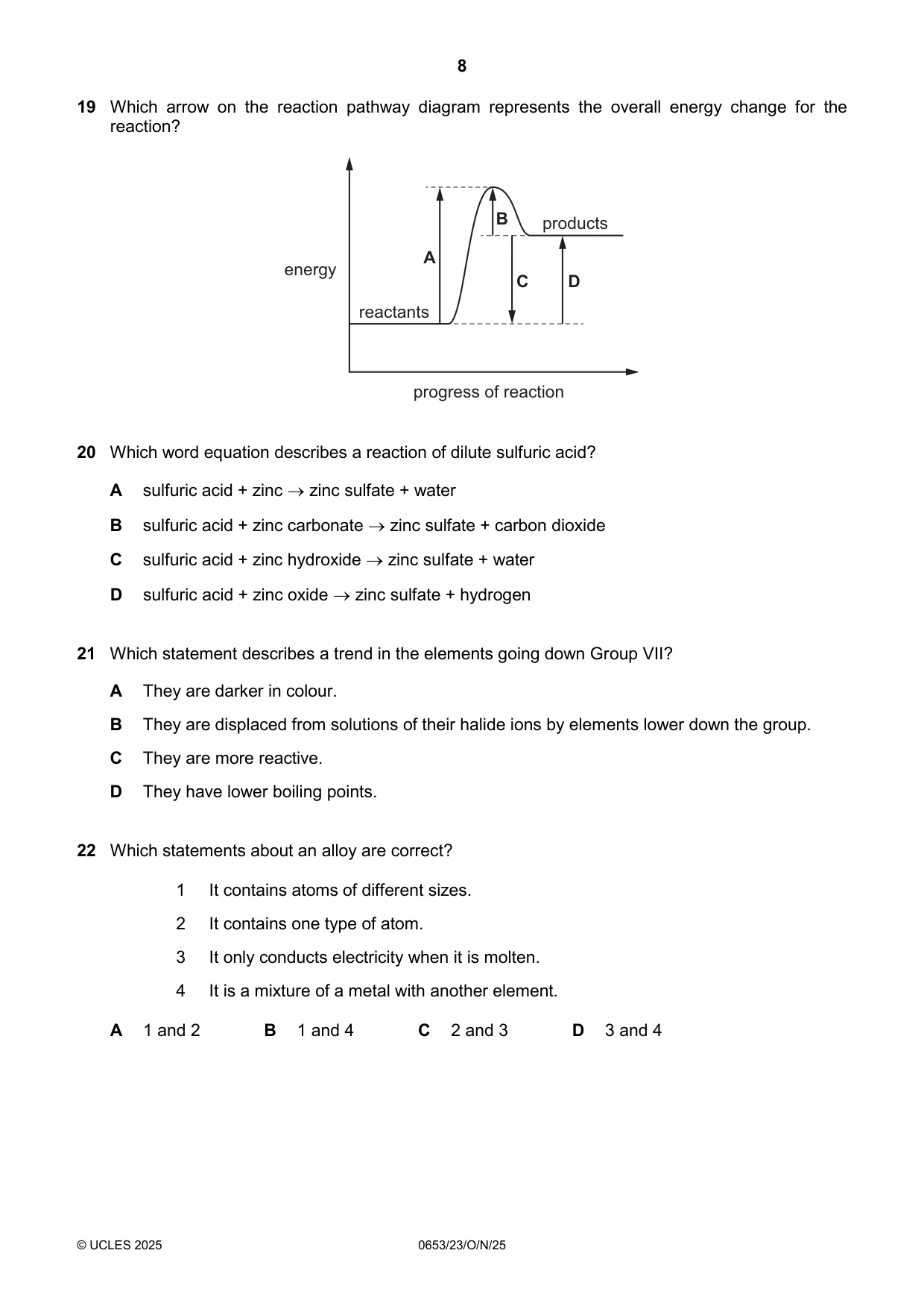 Cambridge IGCSE Science - Combined 0653 2025 Oct/Nov Paper 2 · Variant 3 question paper, page 8 of 16