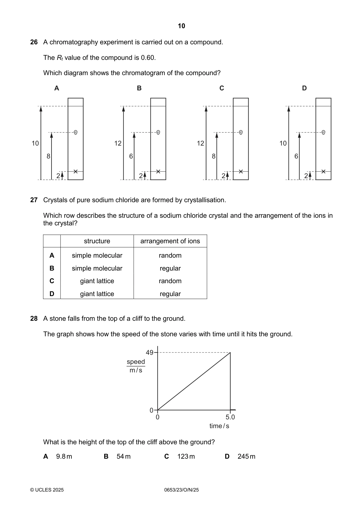 Cambridge IGCSE Science - Combined 0653 2025 Oct/Nov Paper 2 · Variant 3 question paper, page 10 of 16