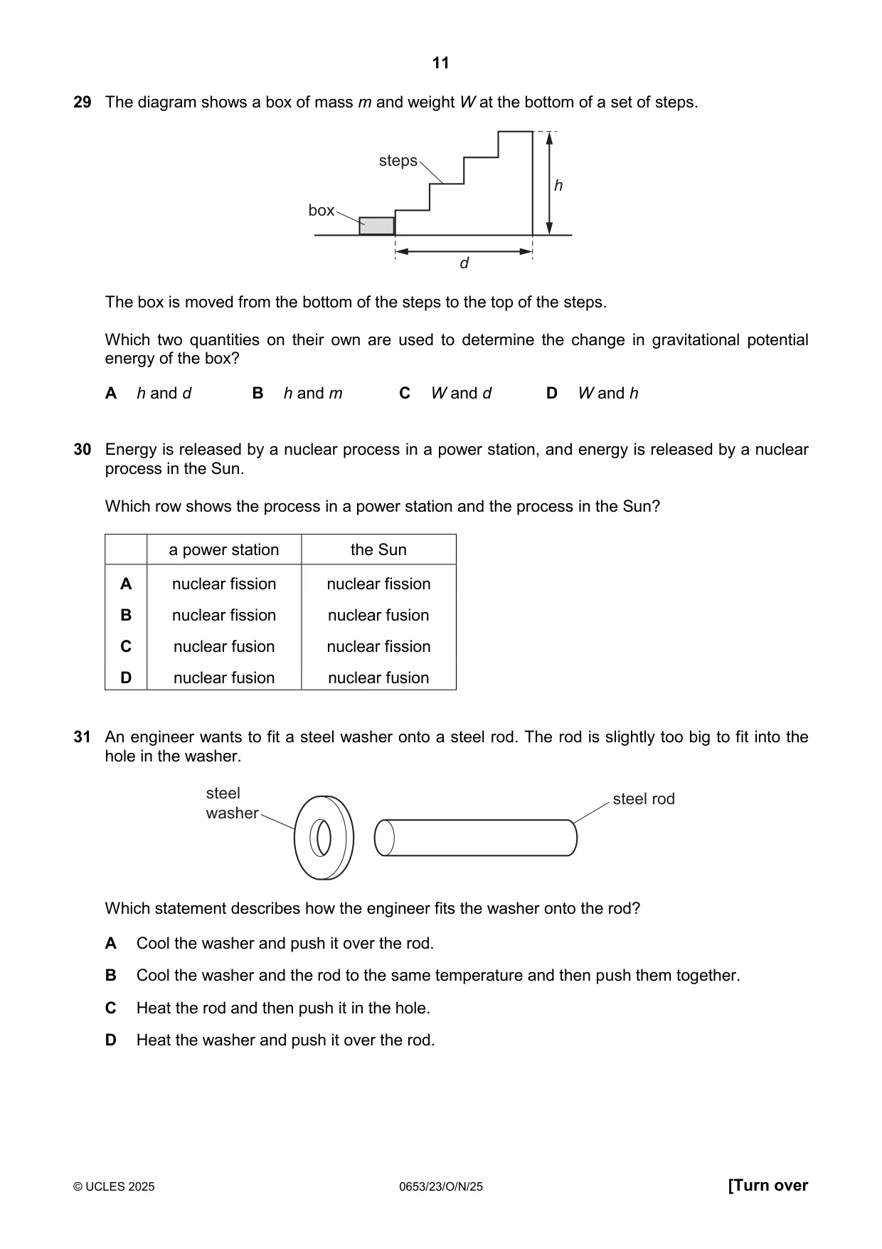 Cambridge IGCSE Science - Combined 0653 2025 Oct/Nov Paper 2 · Variant 3 question paper, page 11 of 16